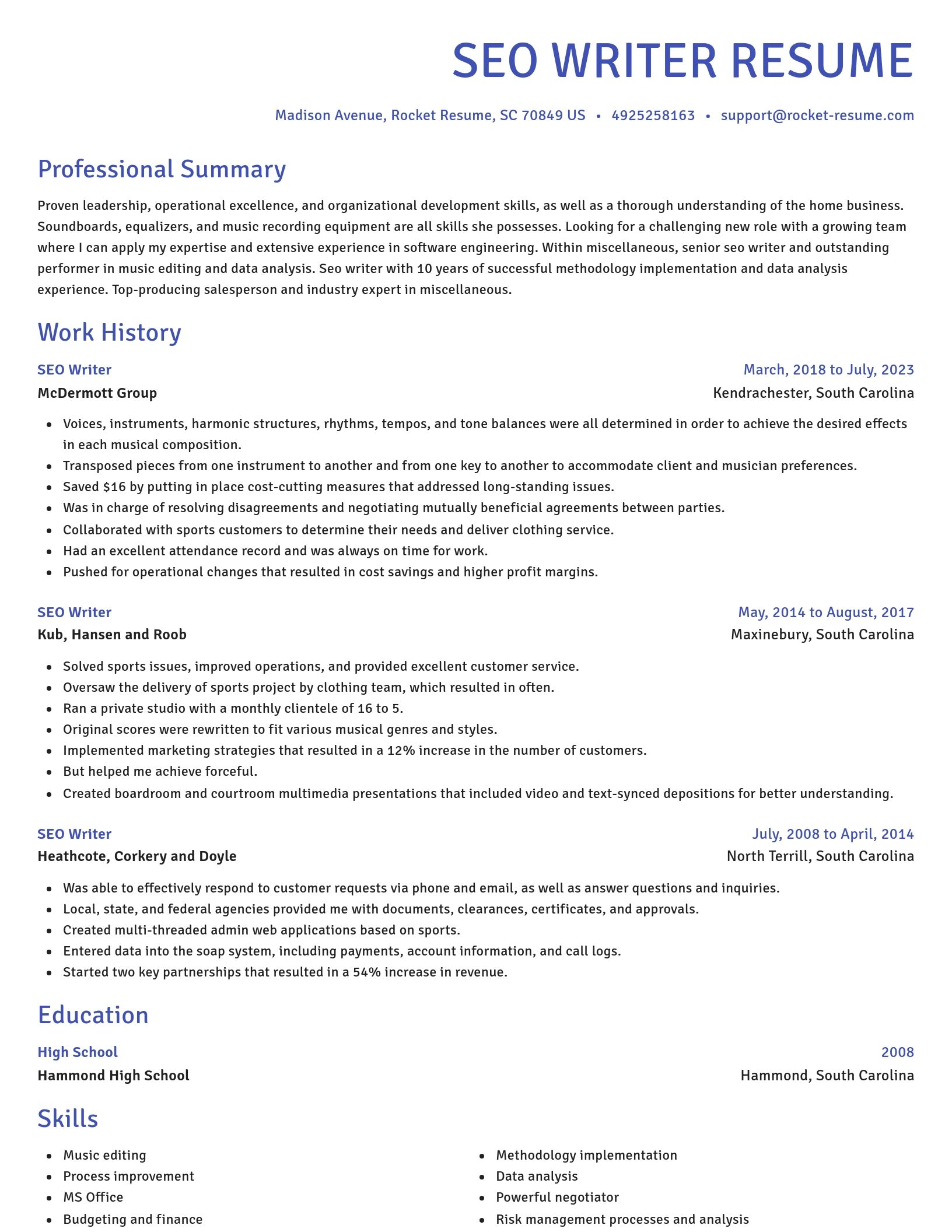 Novel resume template