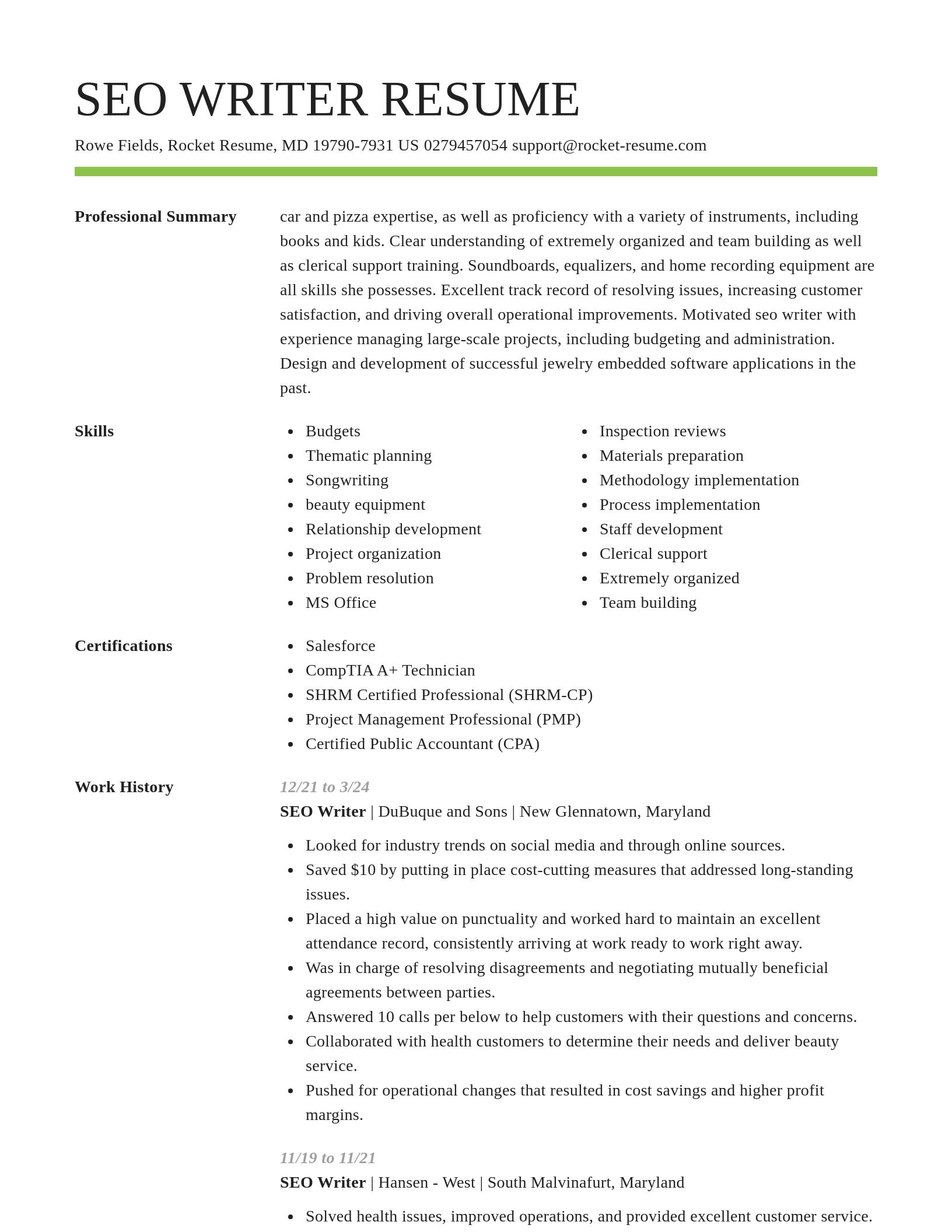 Smart resume template