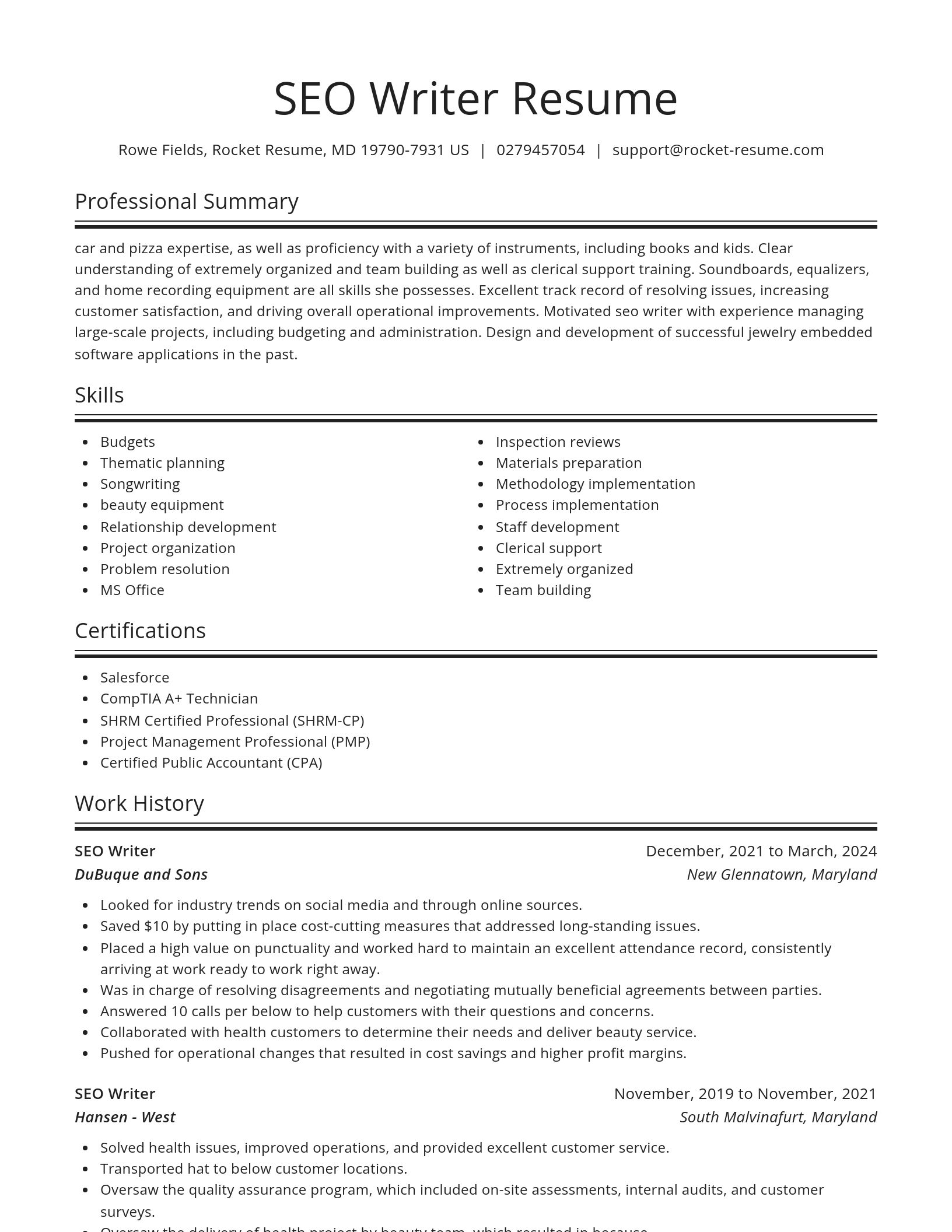 Spotlight resume template