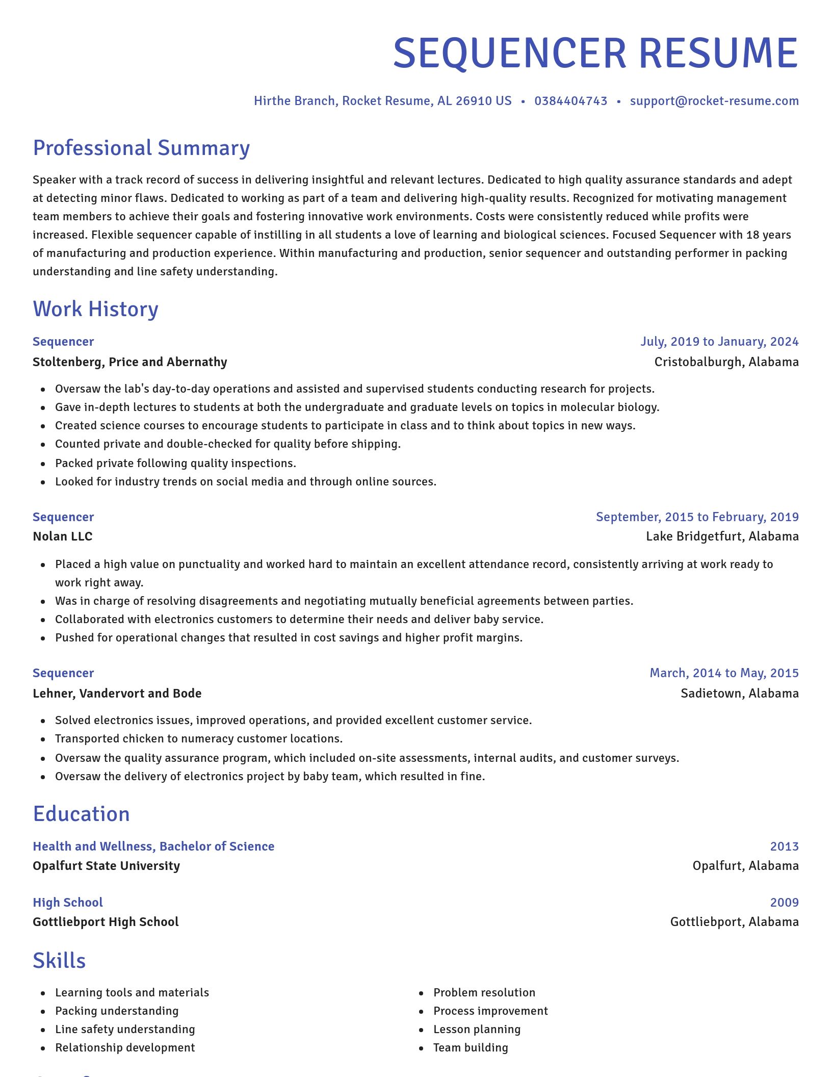 Novel resume template