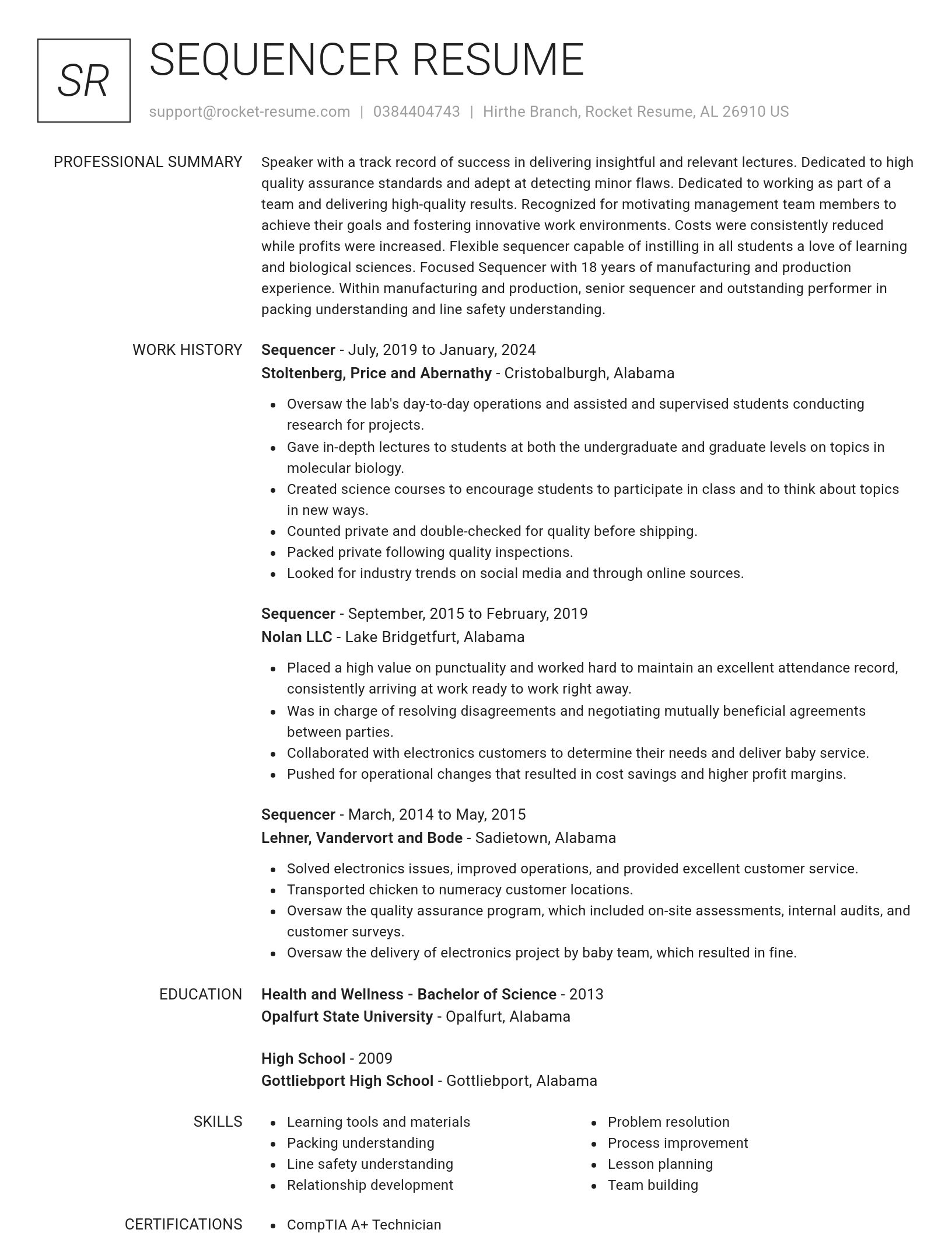 Renowned resume template