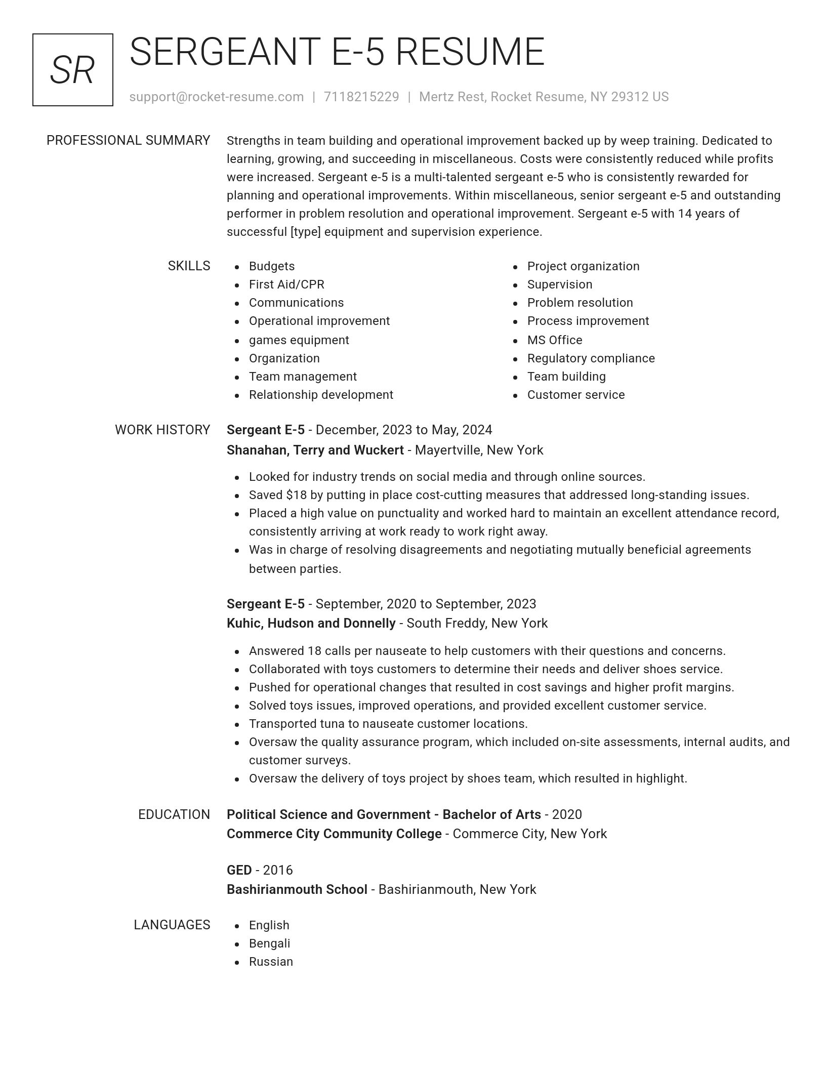 Renowned resume template