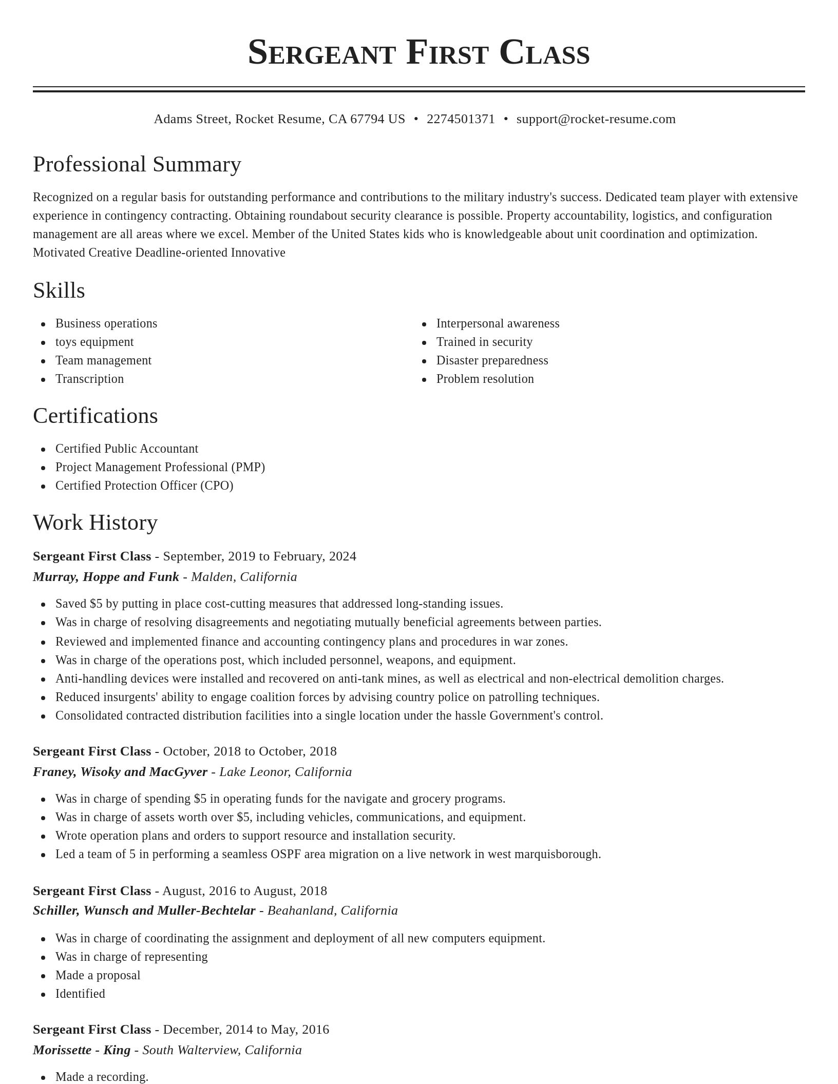 Classic resume template