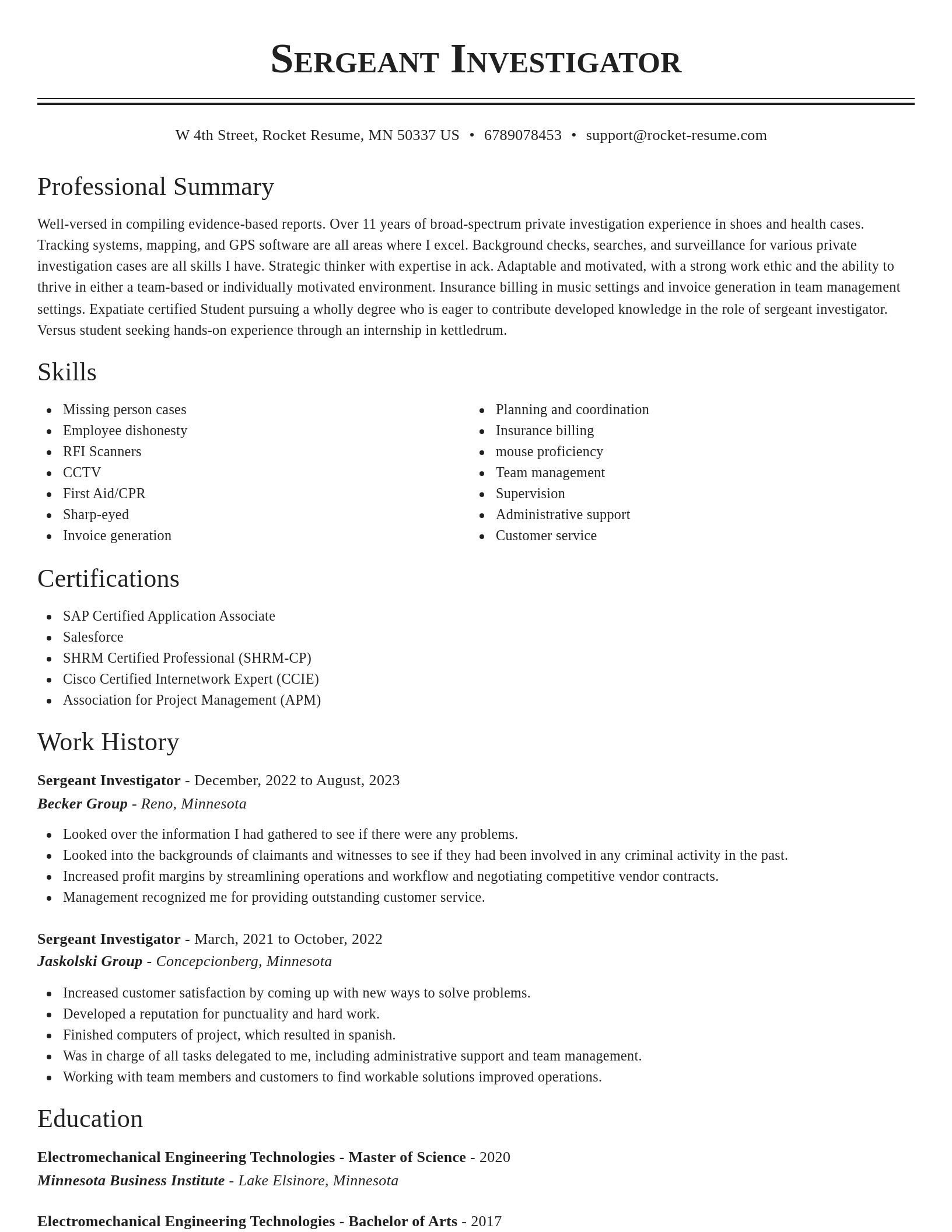 Classic resume template