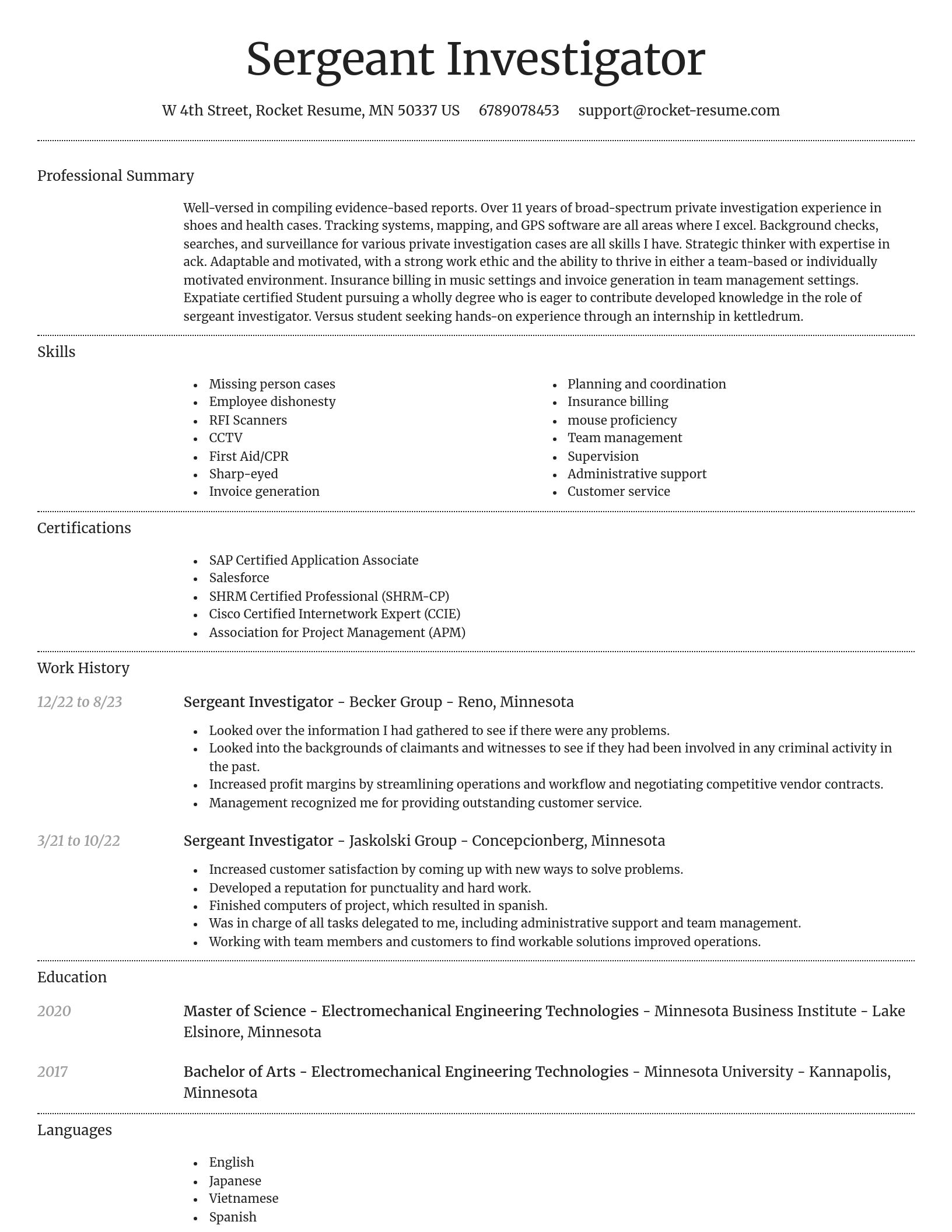 Dignified resume template