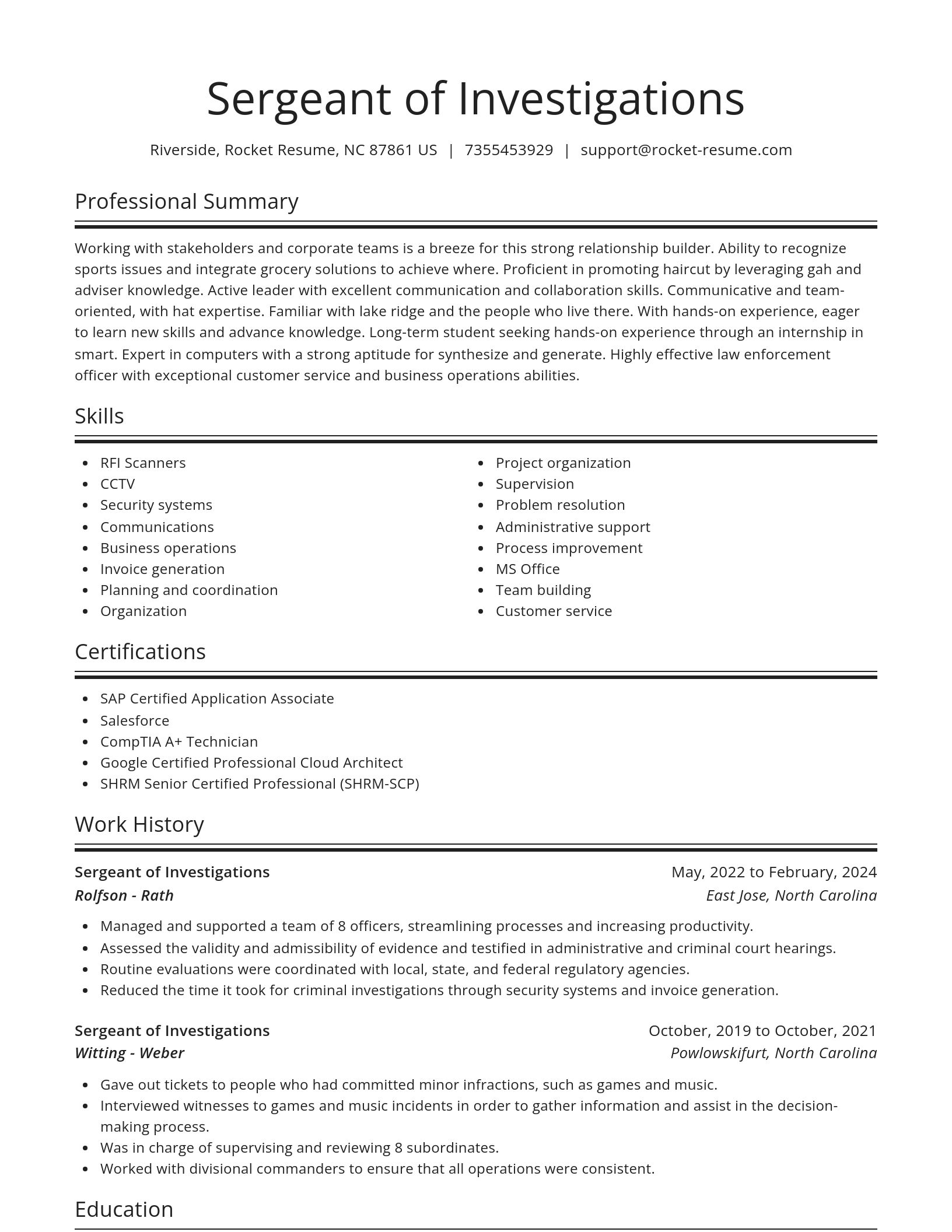 Spotlight resume template