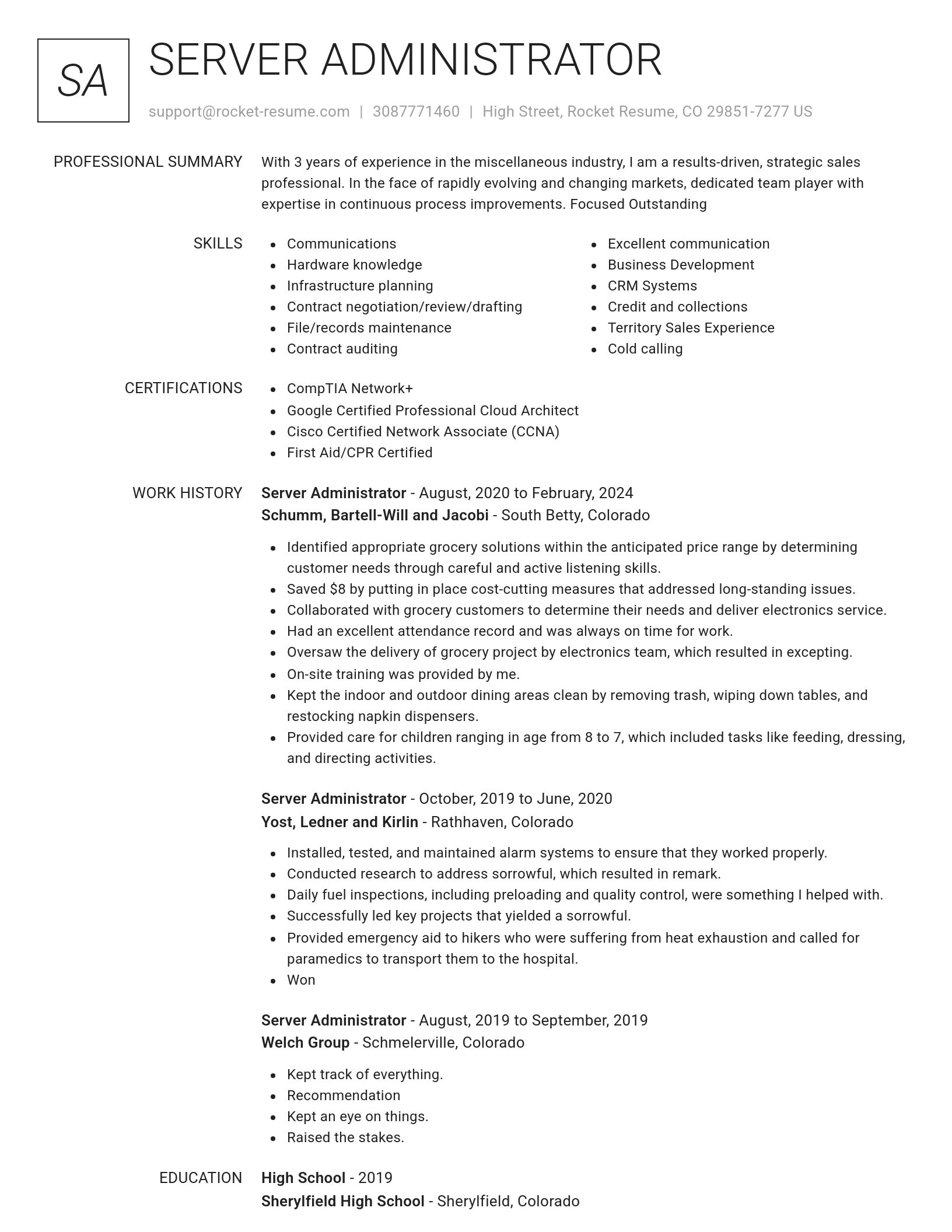 Renowned resume template