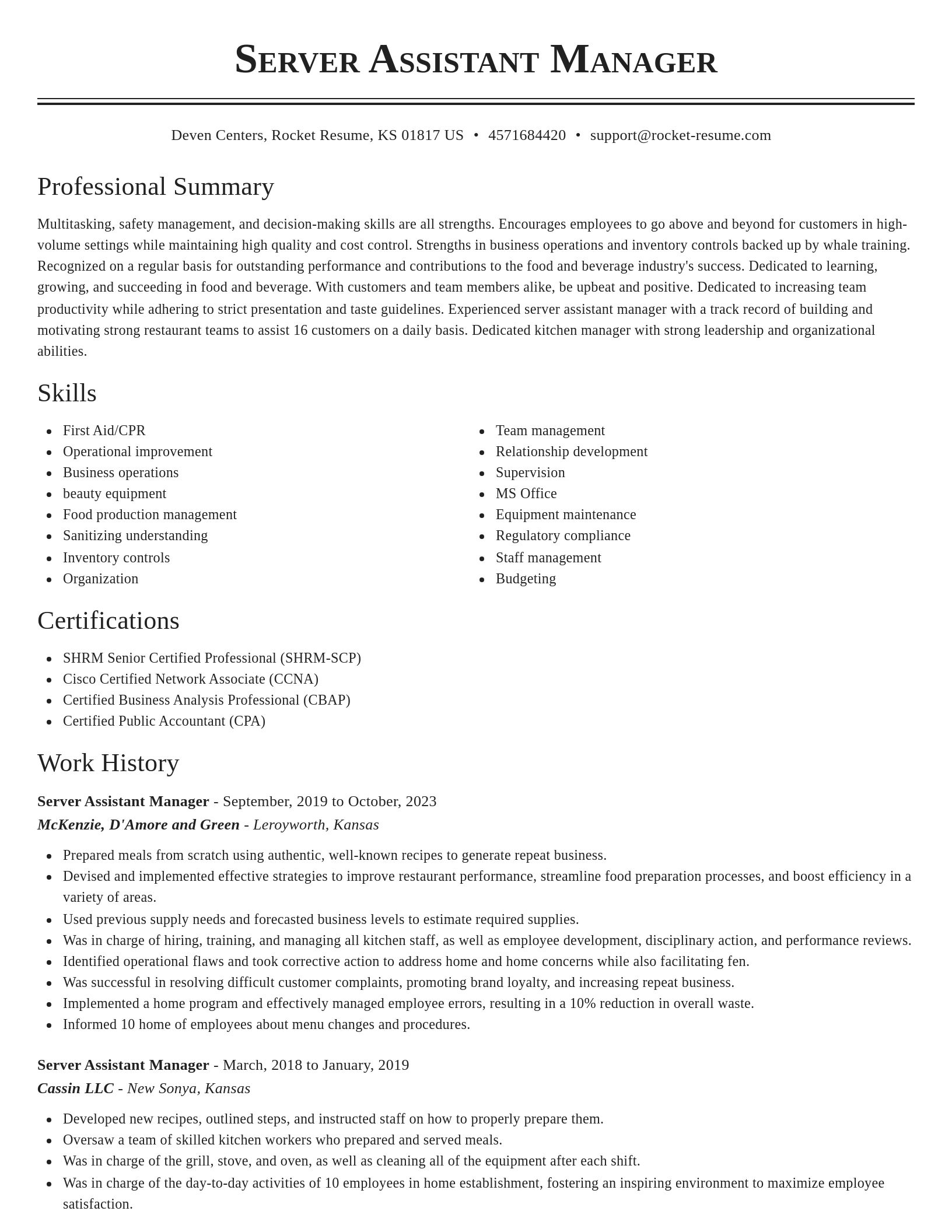 Classic resume template