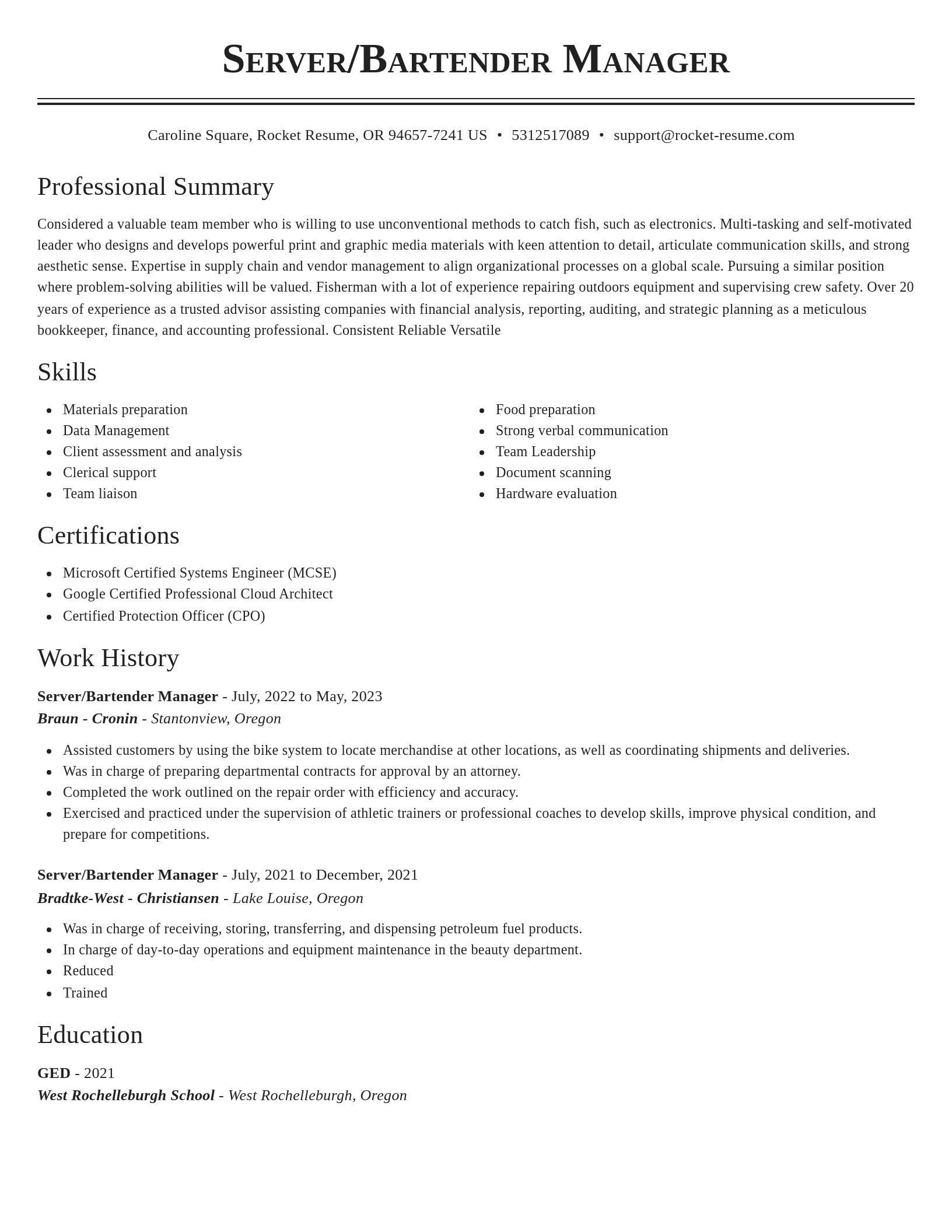 Classic resume template