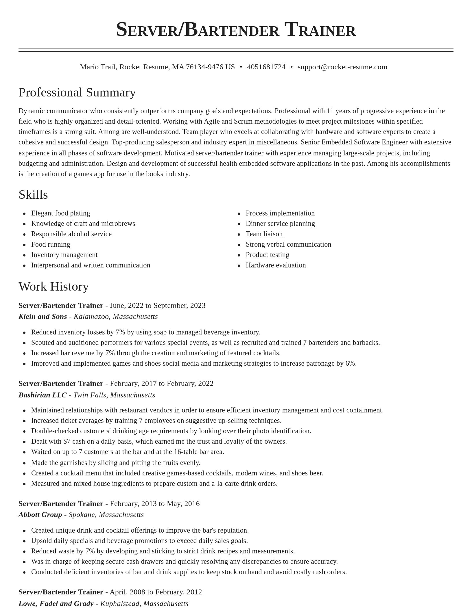 Classic resume template