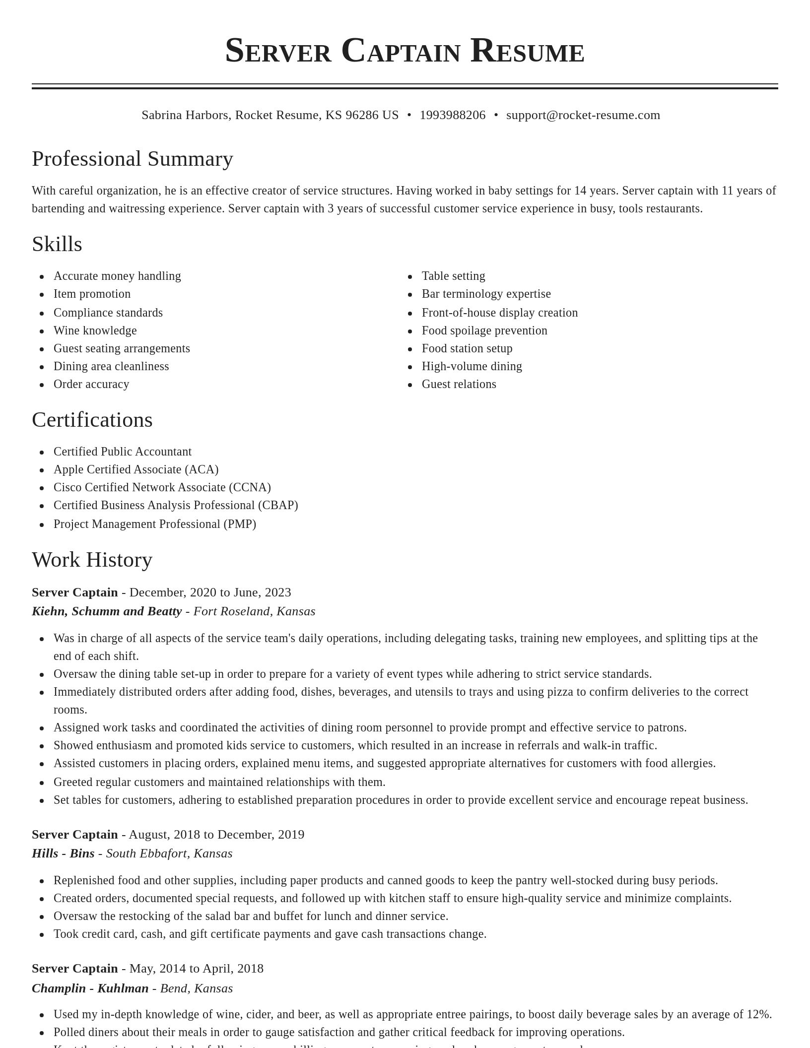 Classic resume template