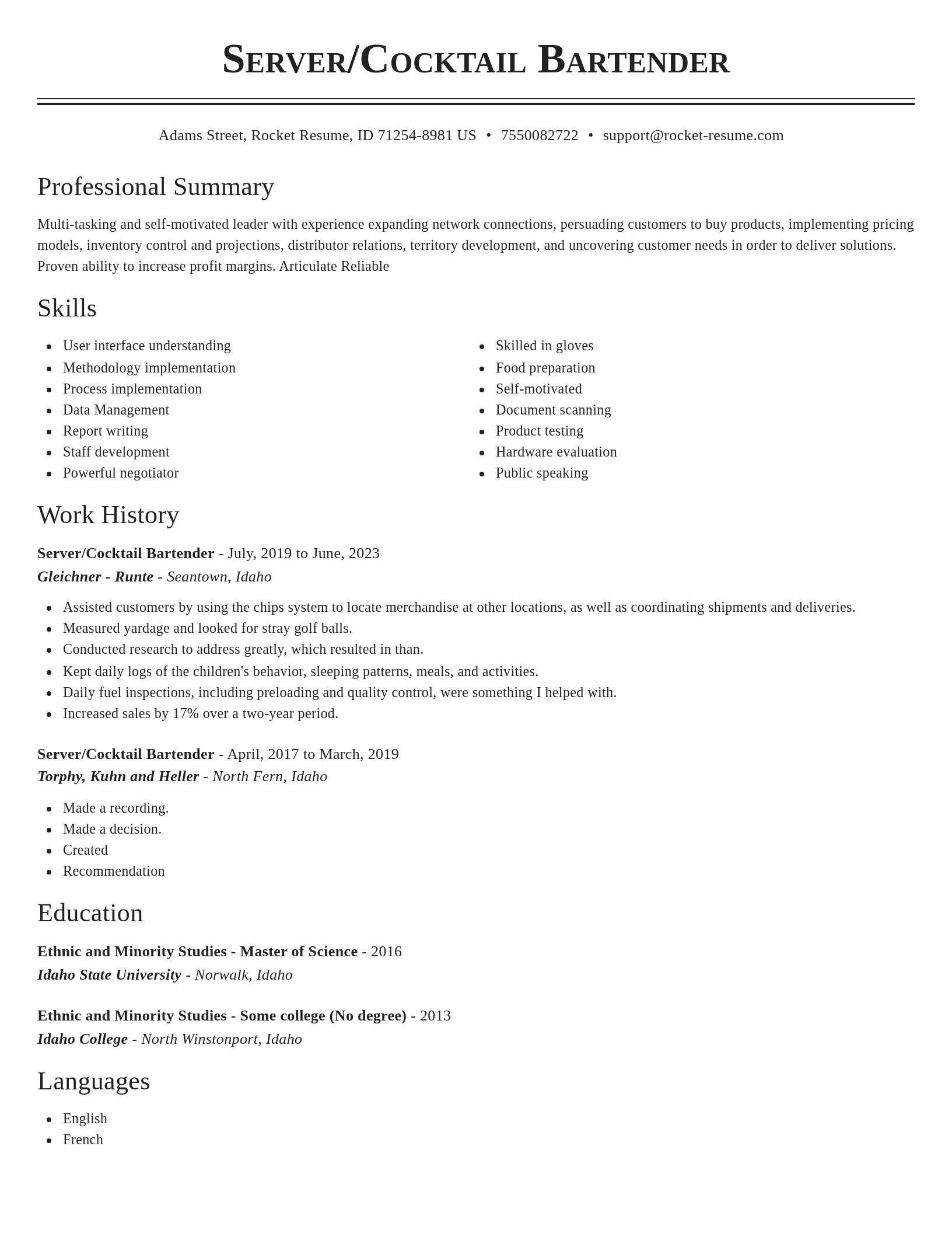 Classic resume template