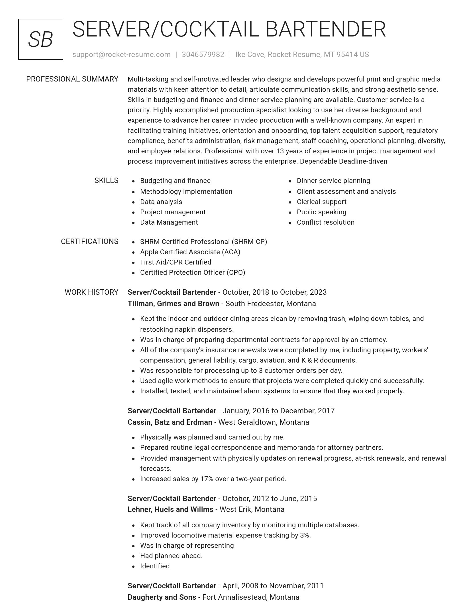 Renowned resume template