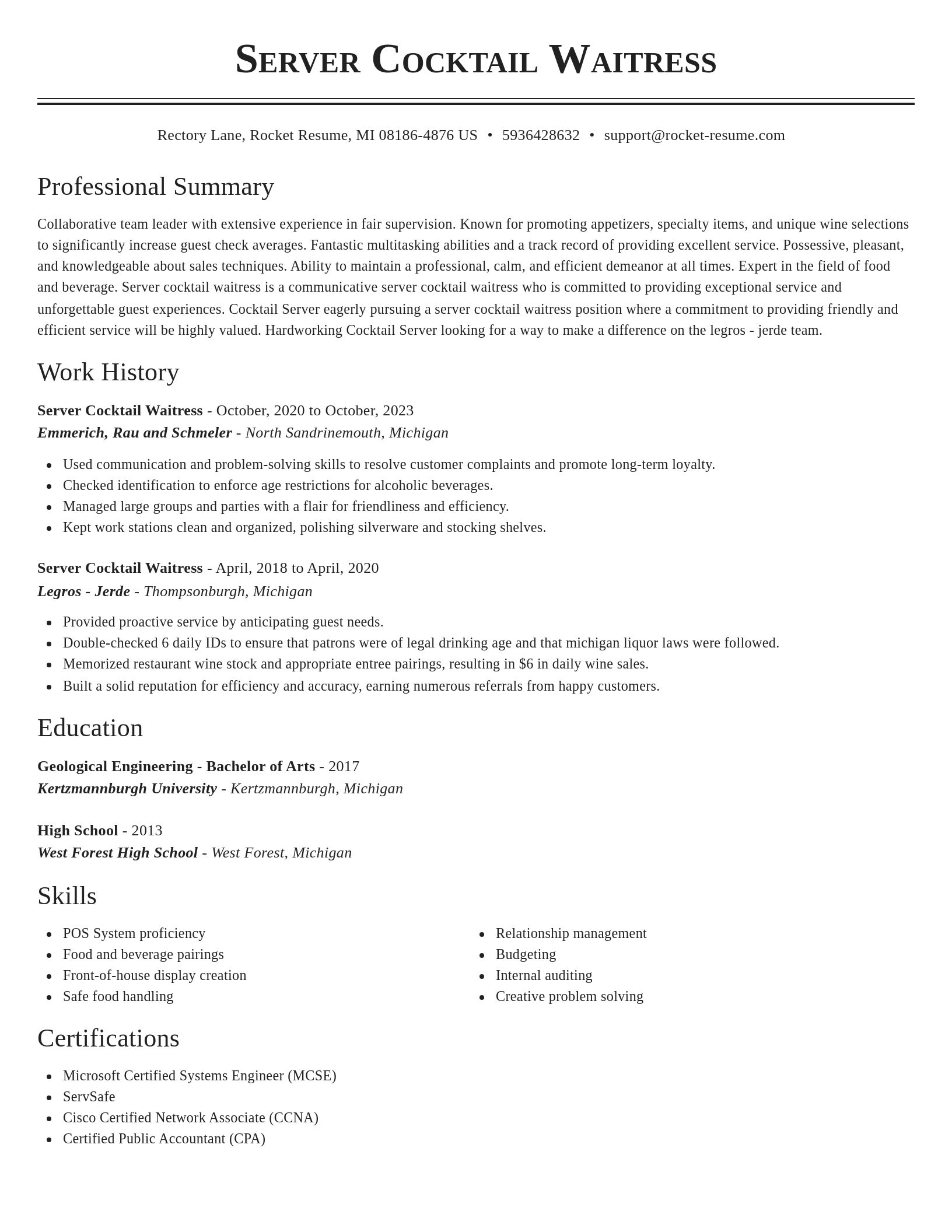 Classic resume template