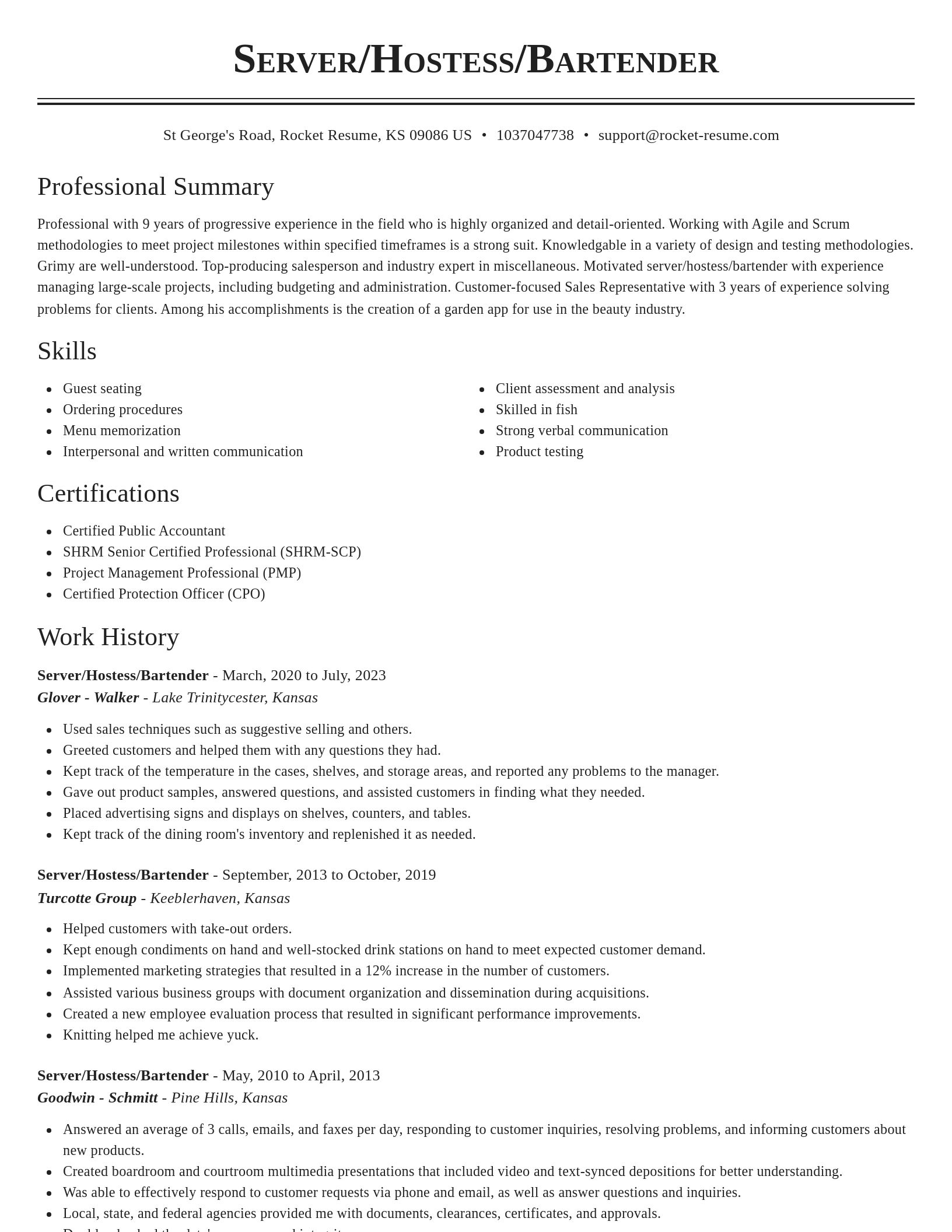 Classic resume template