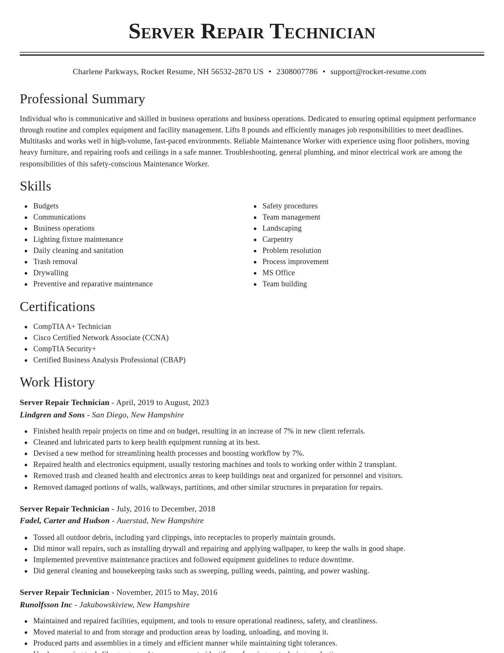 Classic resume template