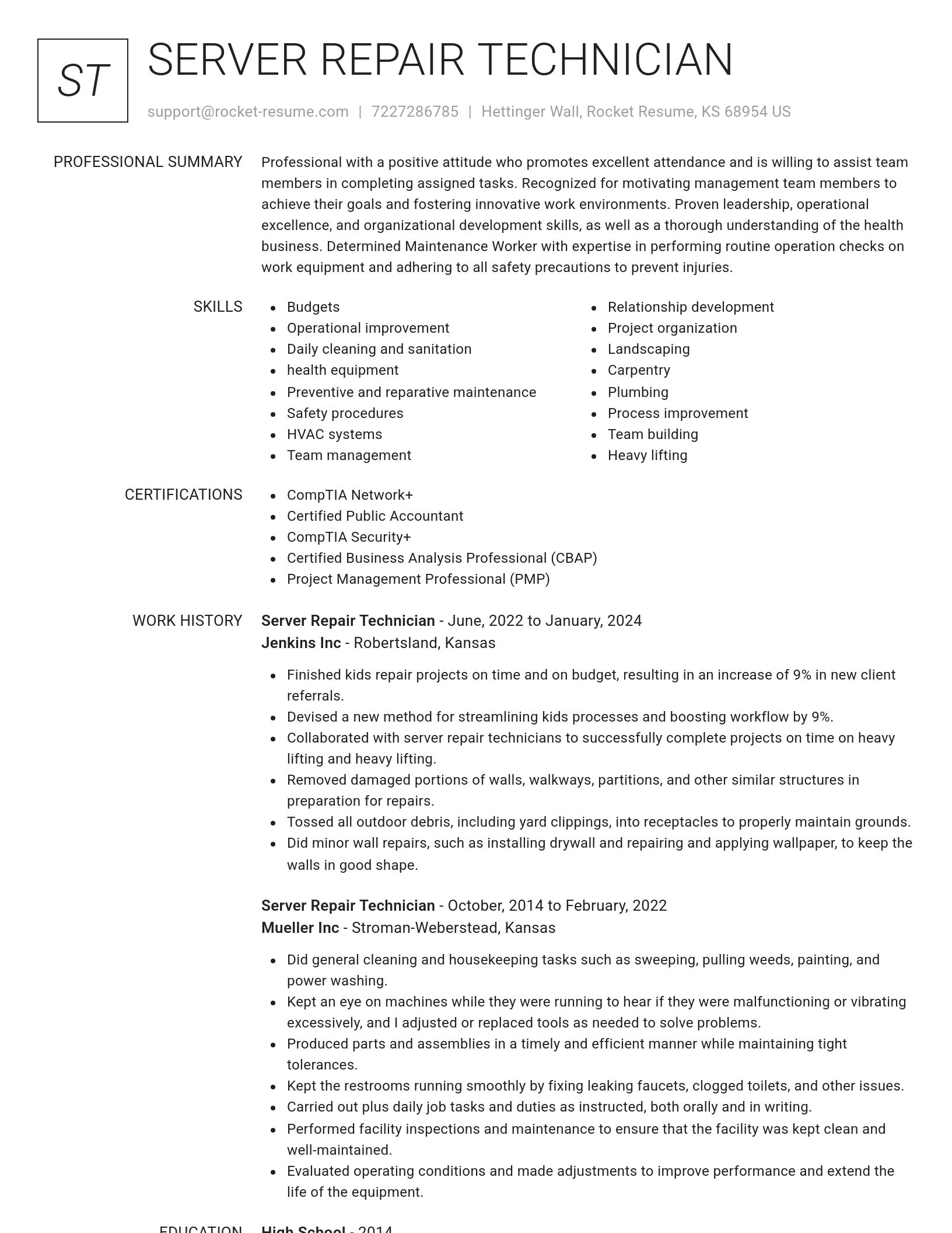 Renowned resume template