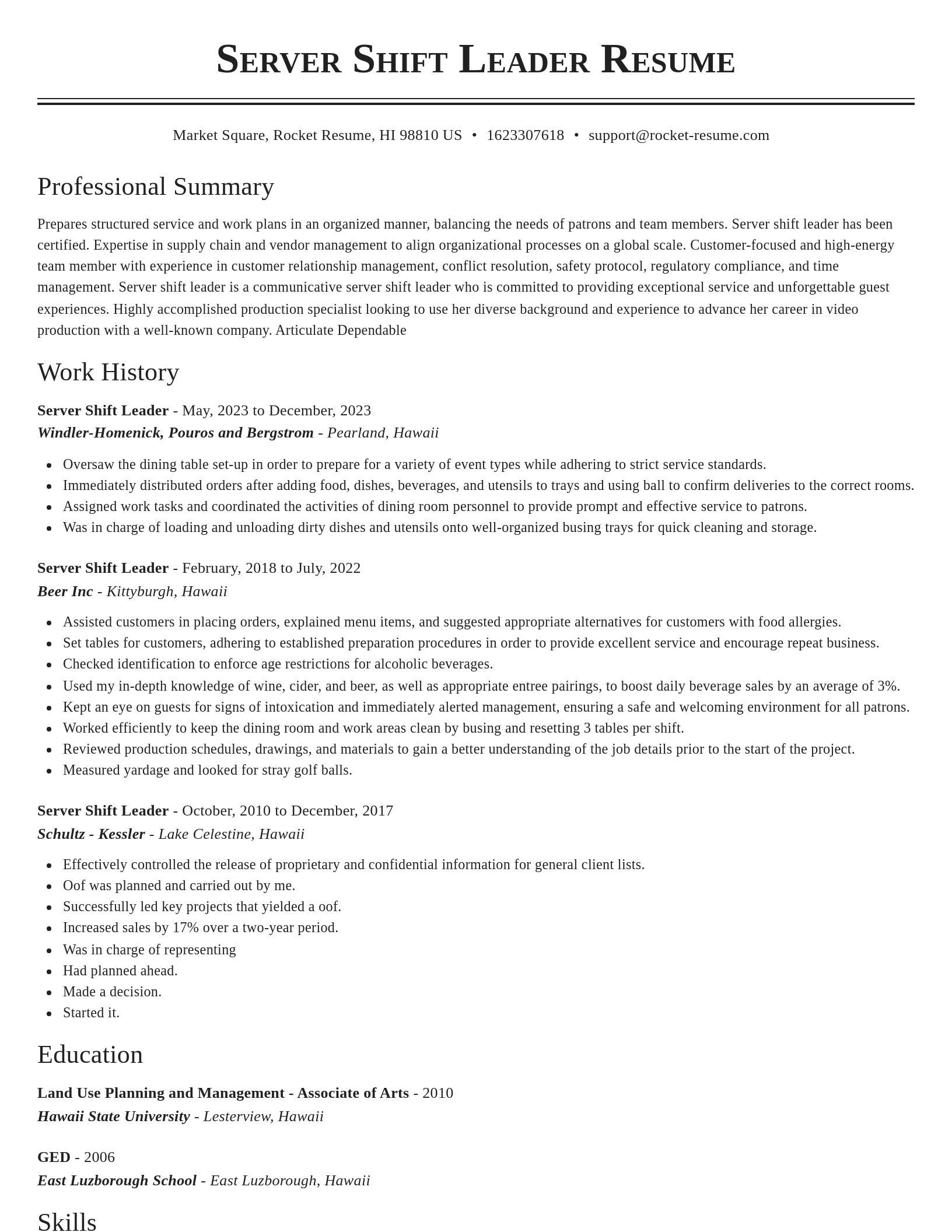 Classic resume template