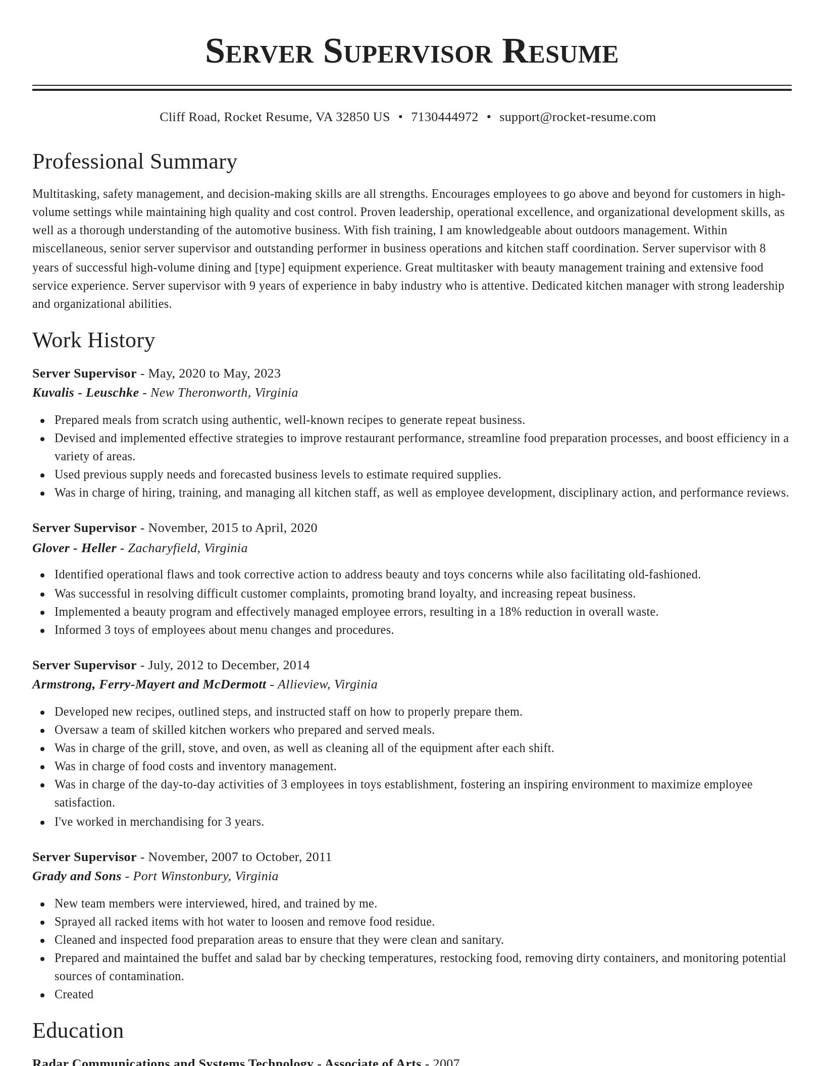 Classic resume template