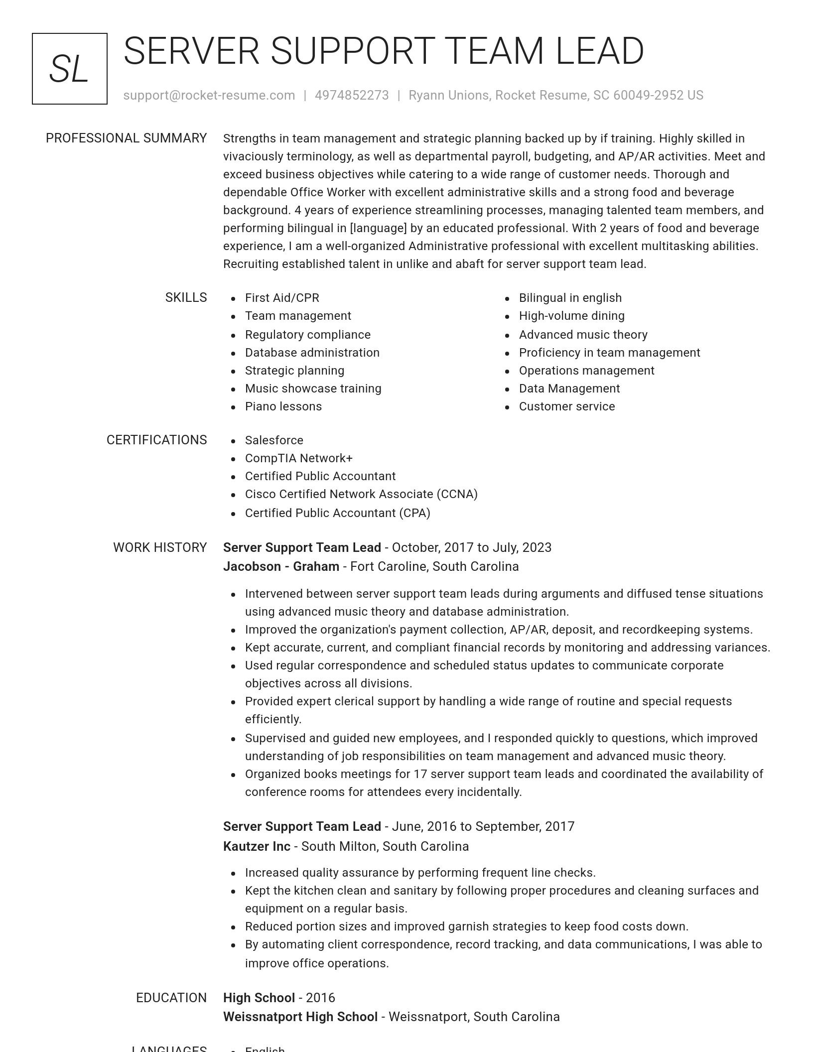 Renowned resume template