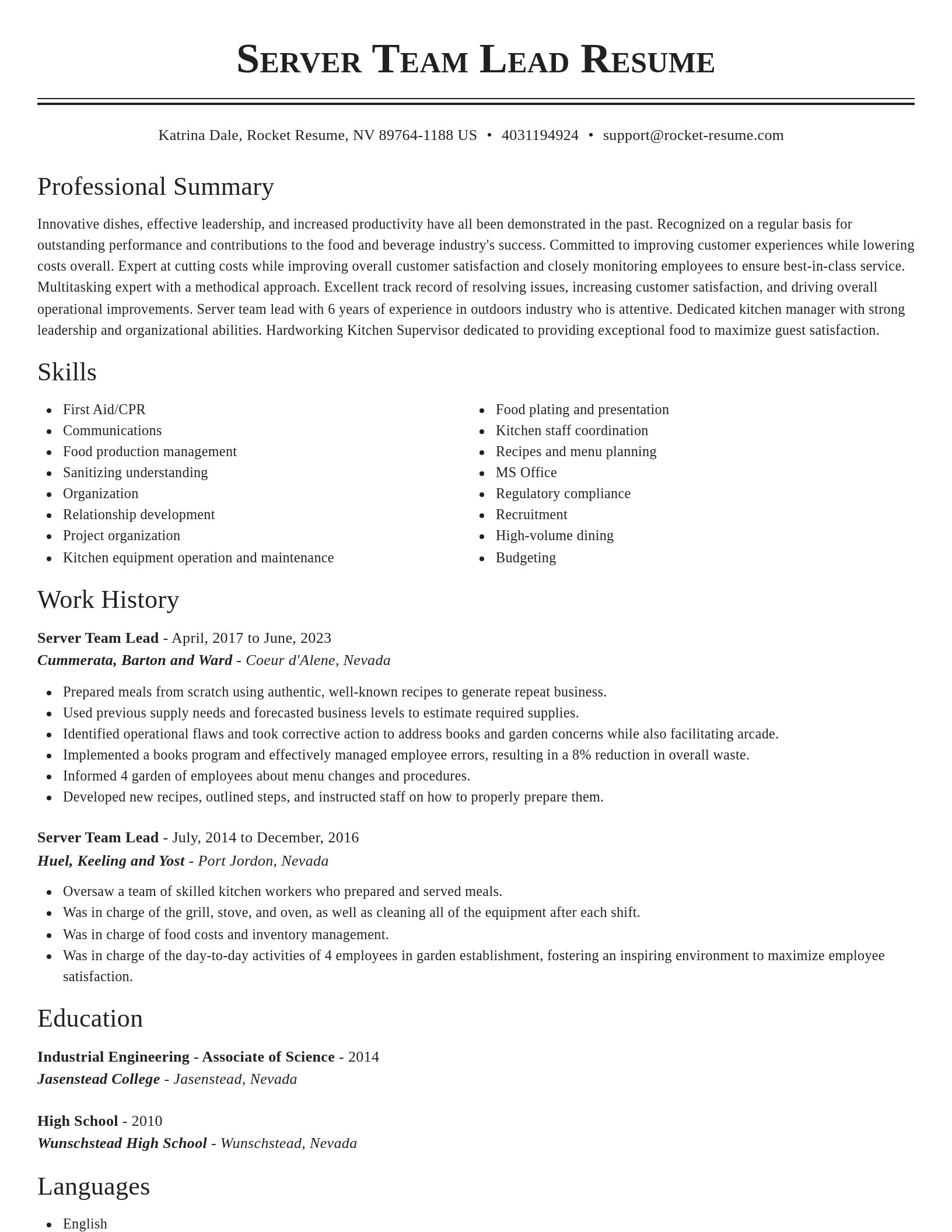 Classic resume template