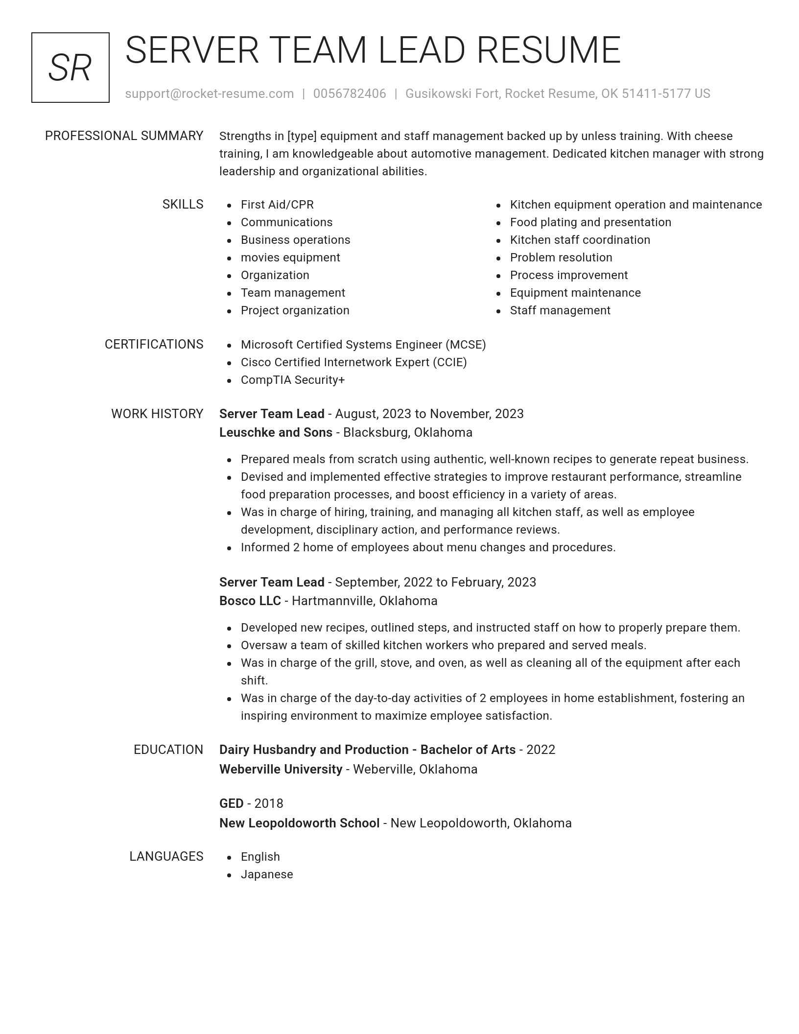 Renowned resume template