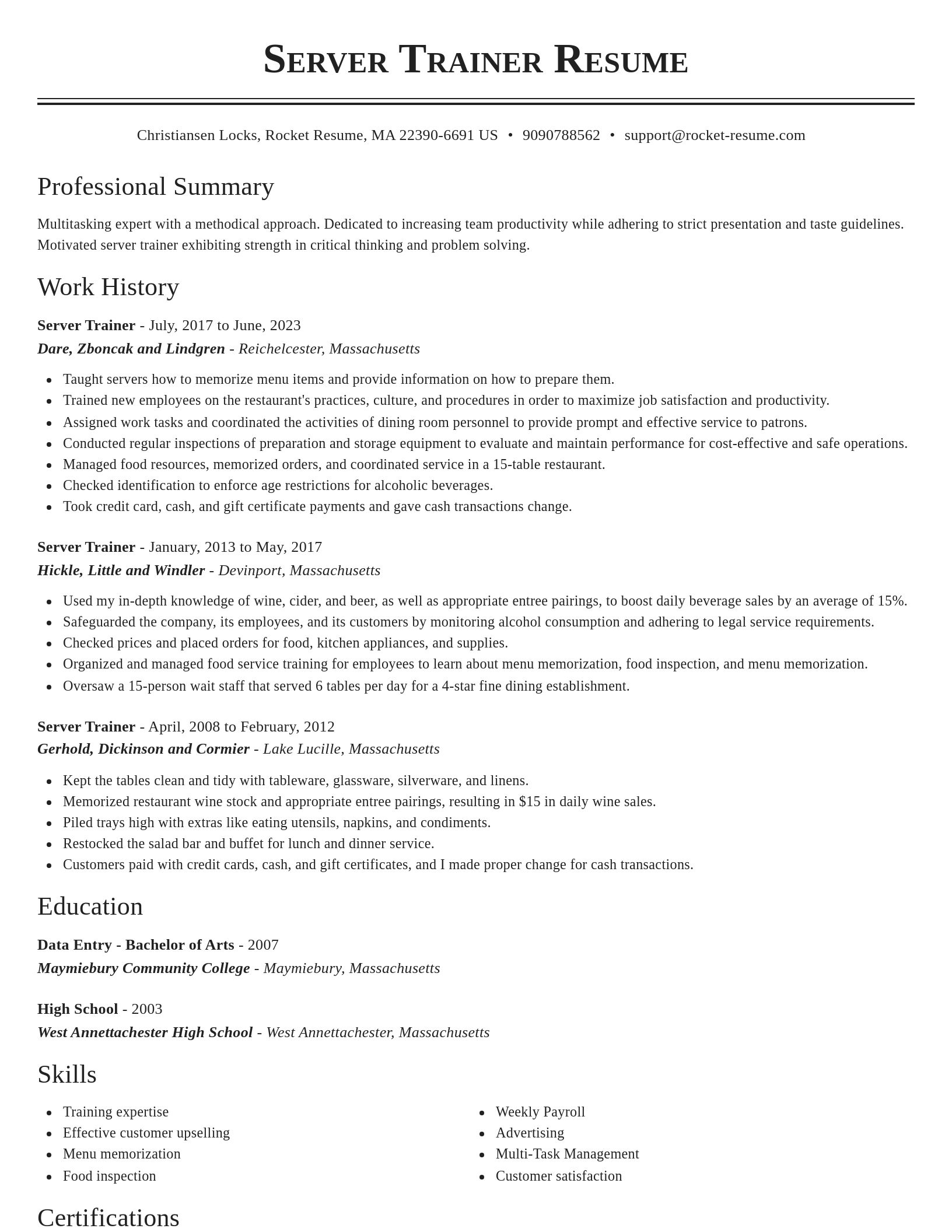 Classic resume template