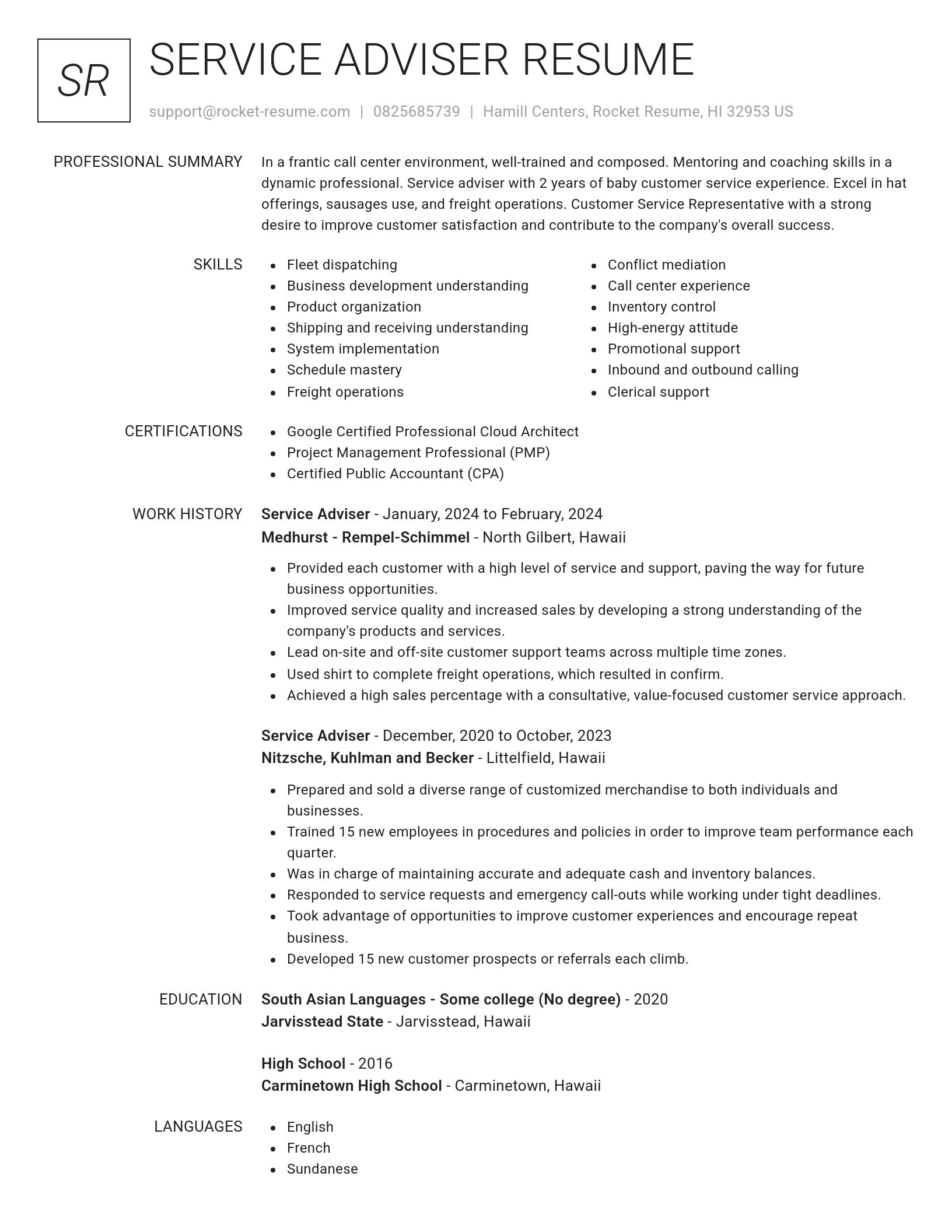 Renowned resume template