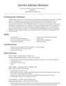 Service Advisor resume template