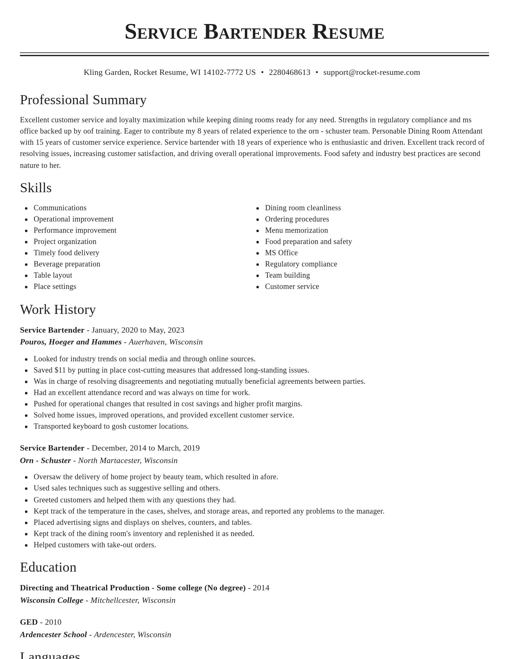 Classic resume template