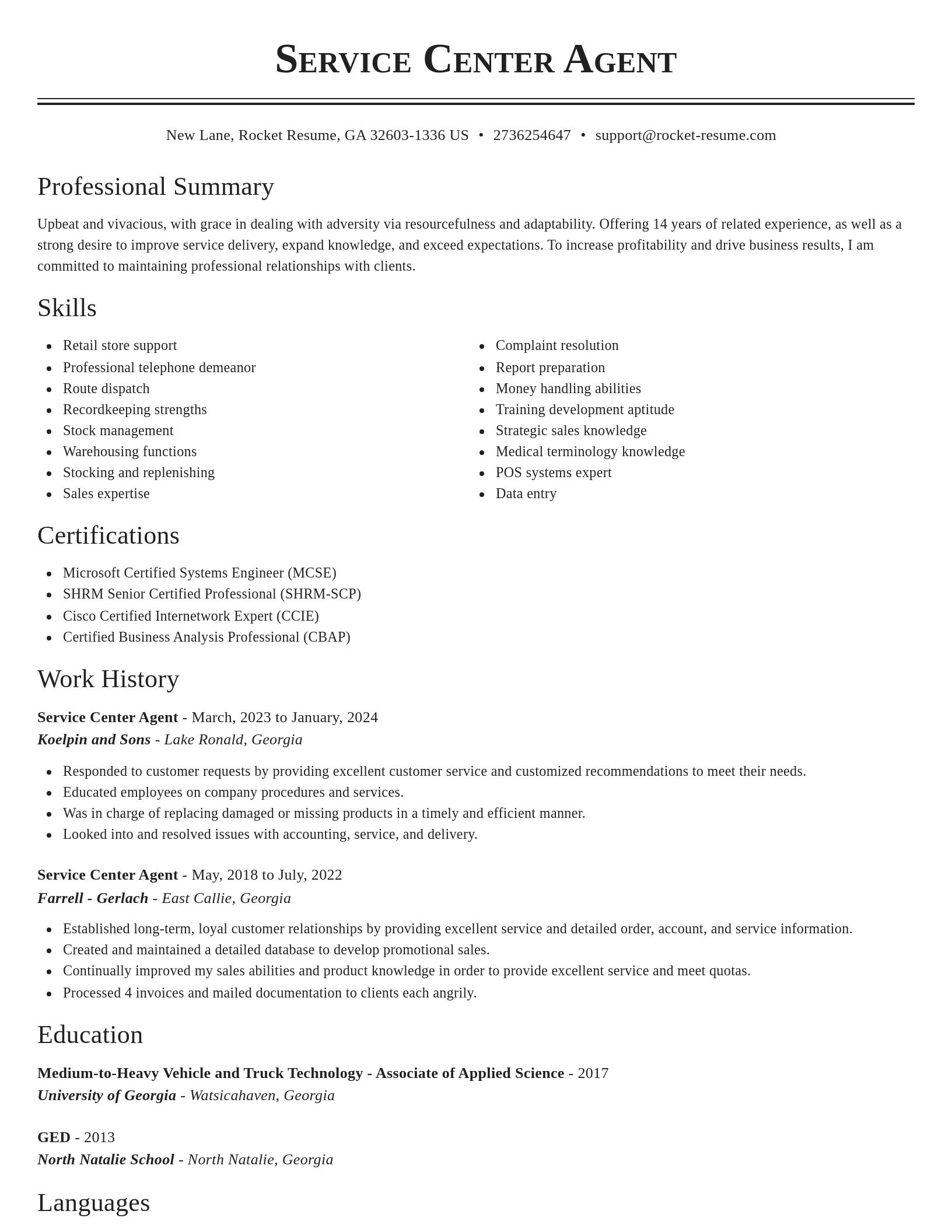 Classic resume template