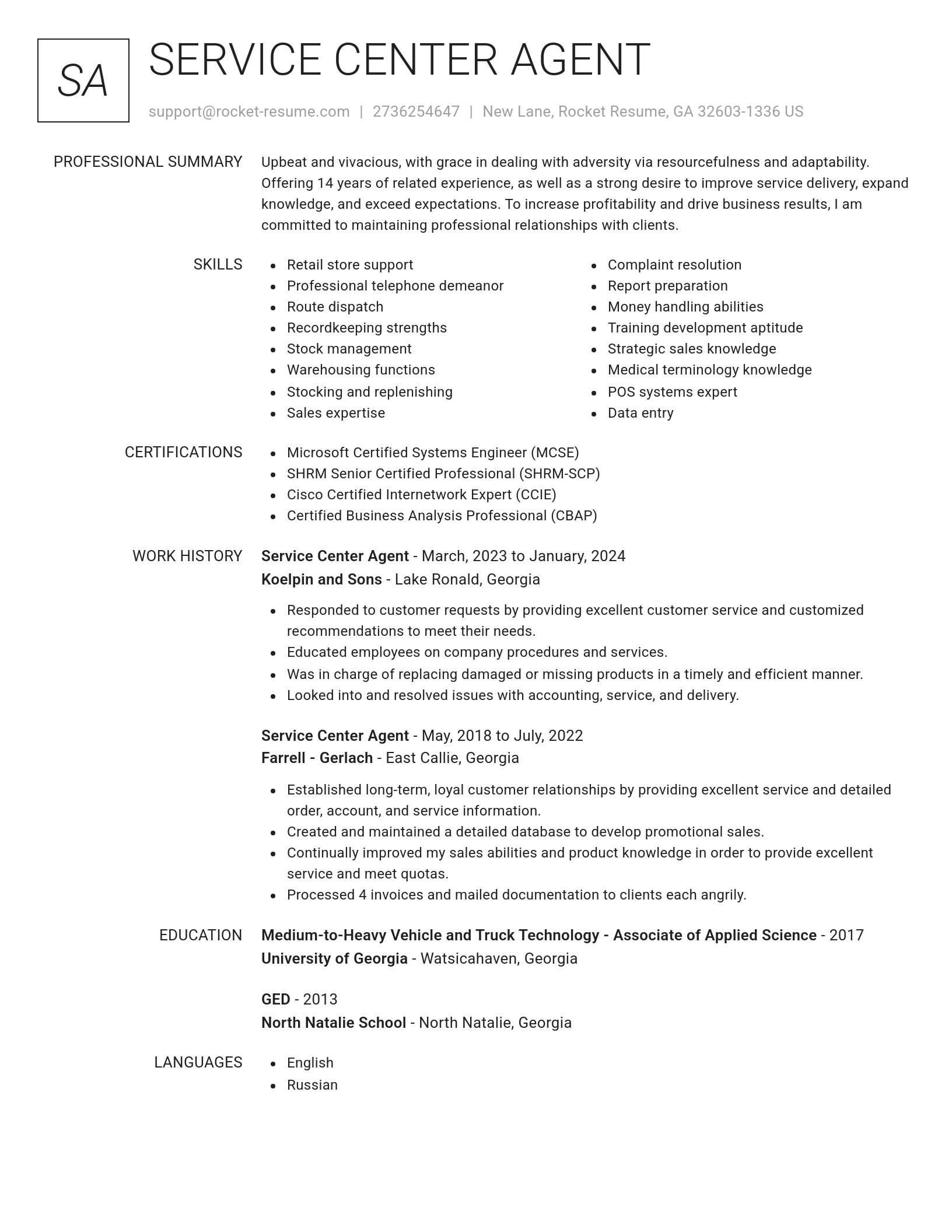 Renowned resume template