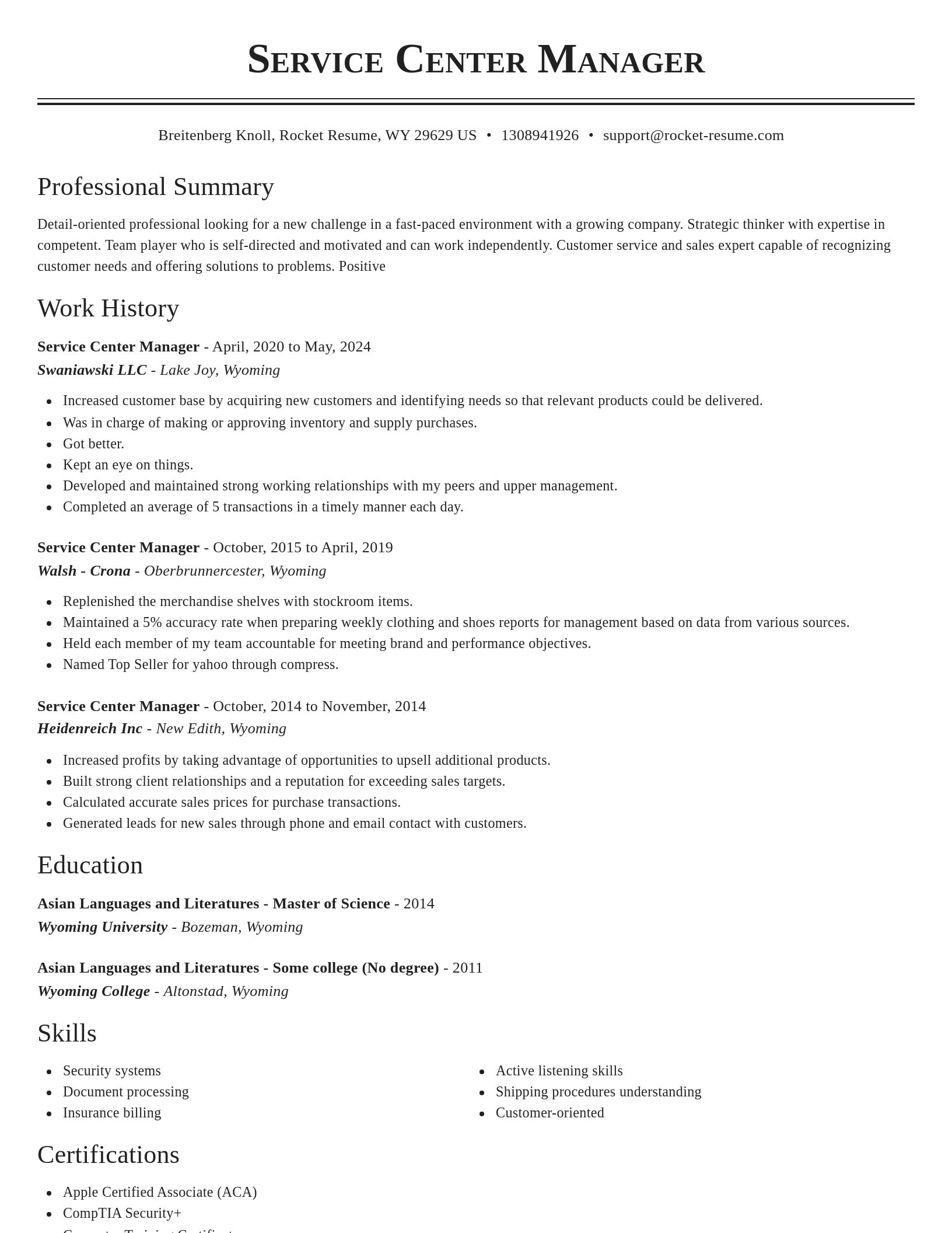 Classic resume template