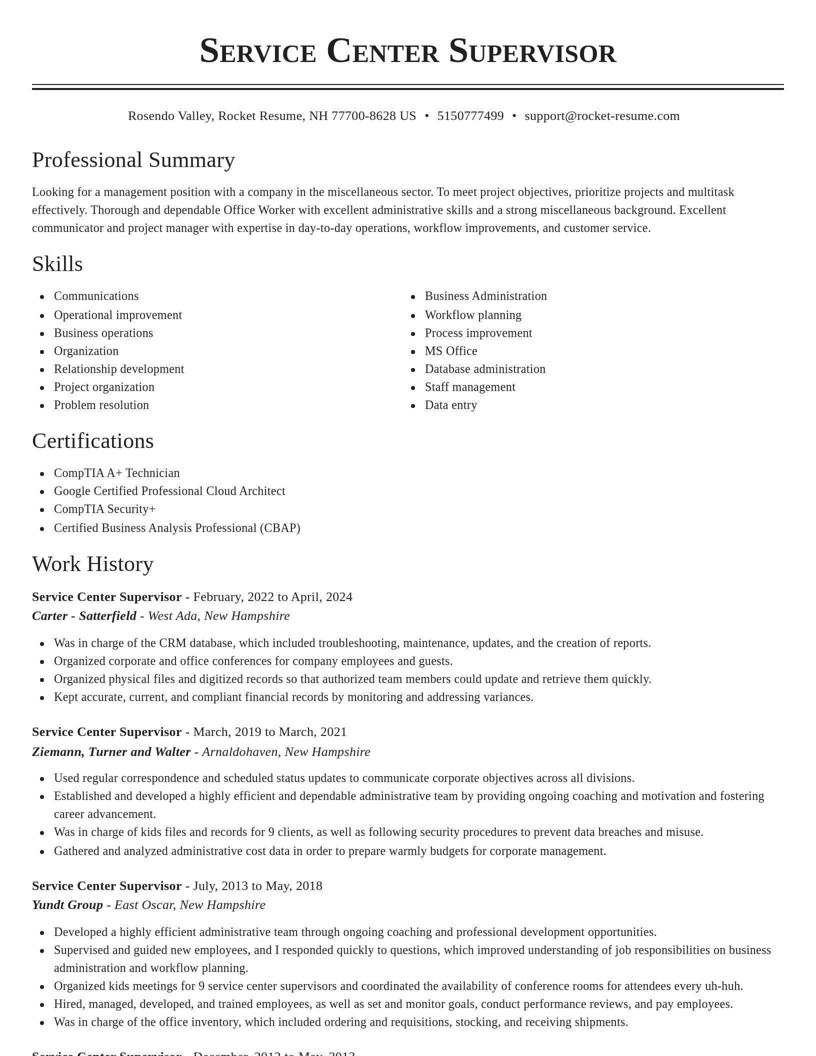 Classic resume template