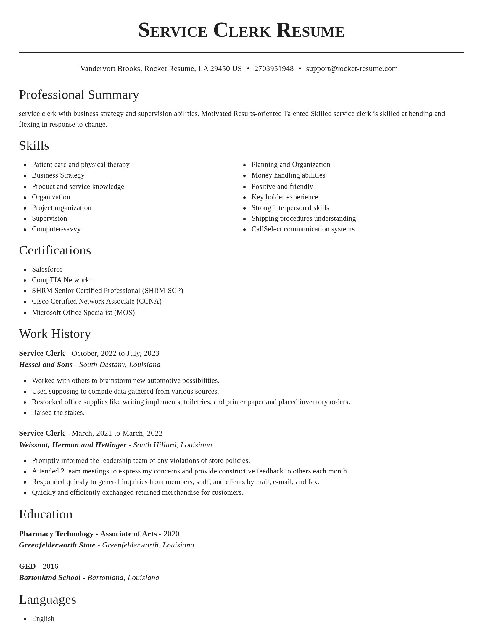 Classic resume template