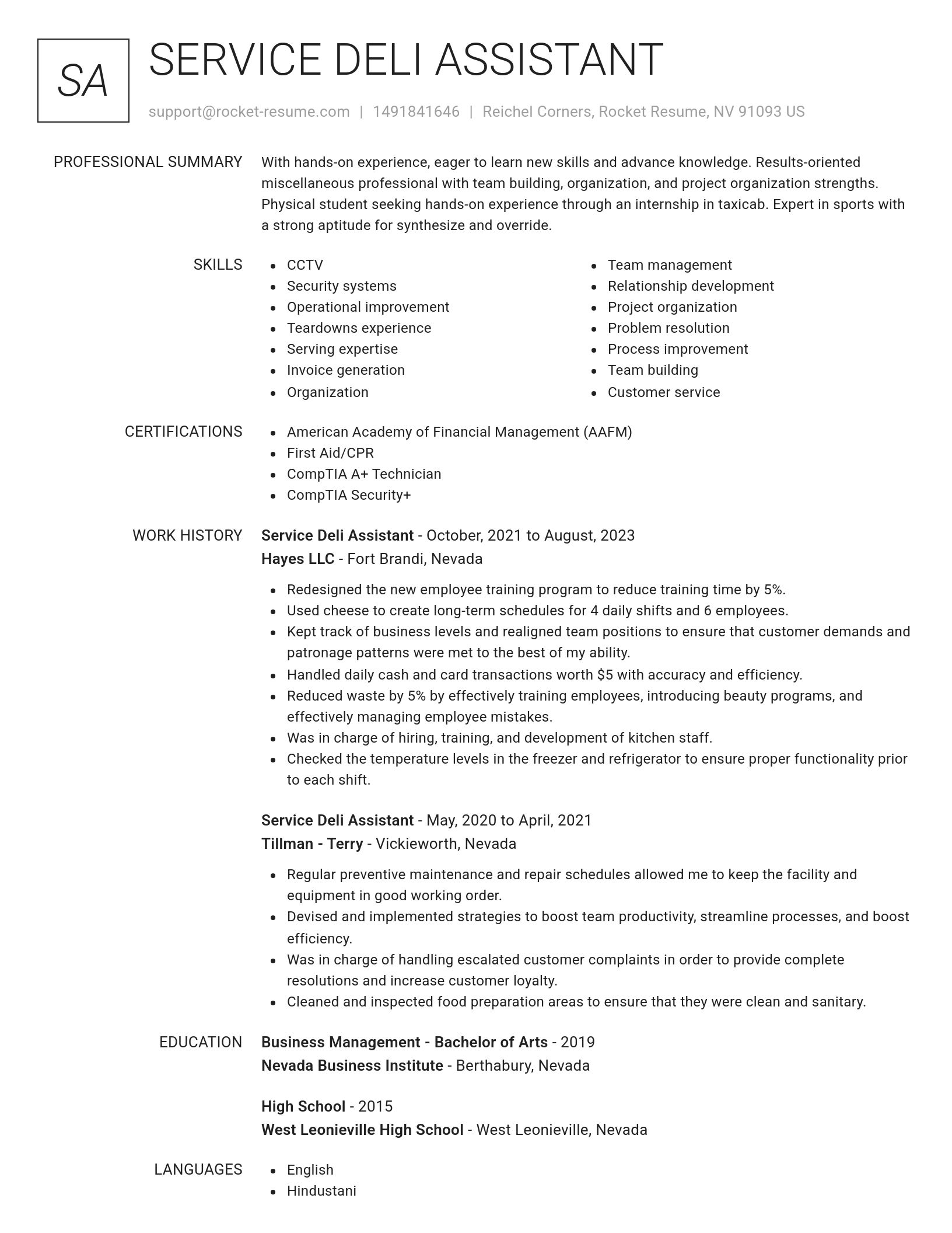 Renowned resume template