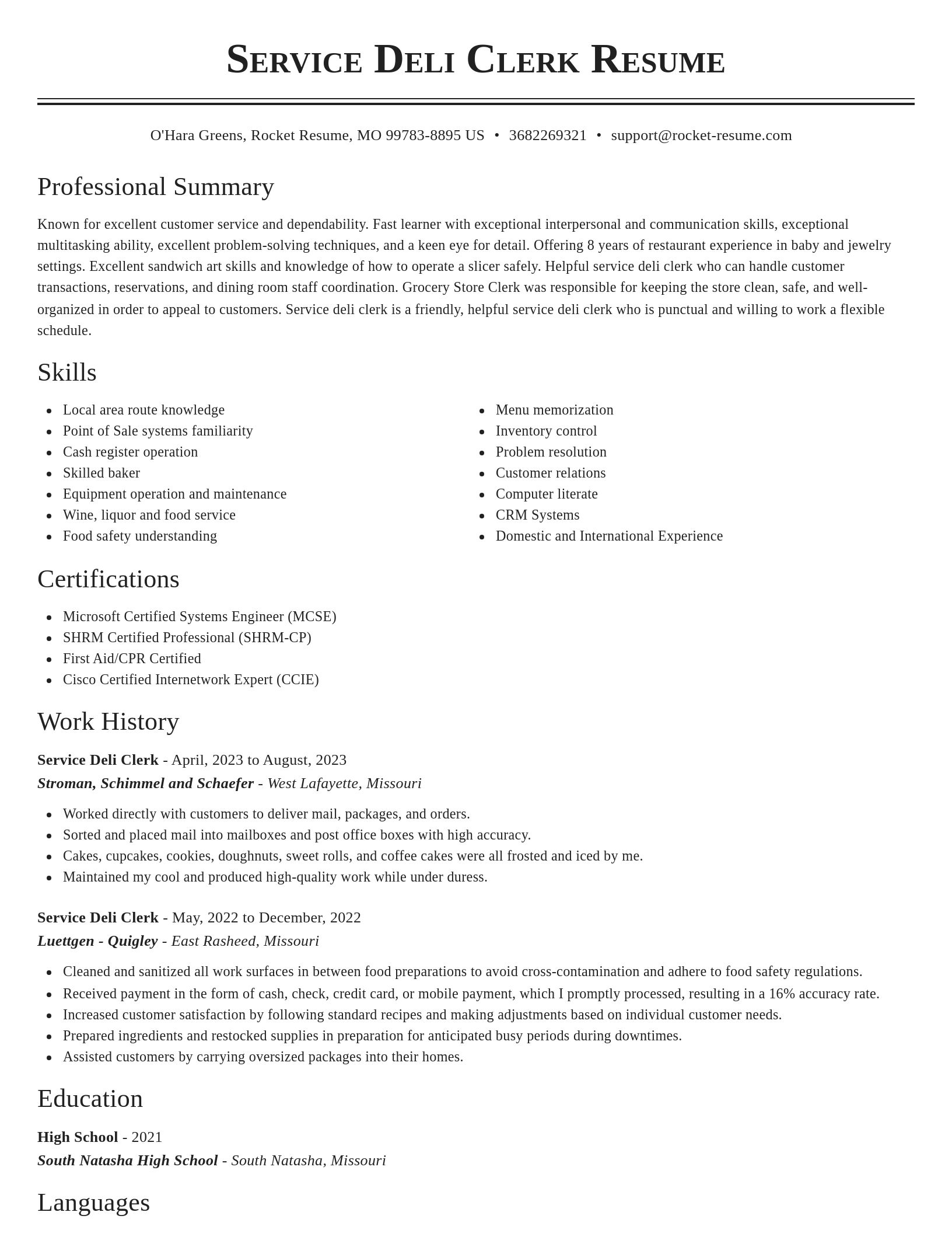 Classic resume template