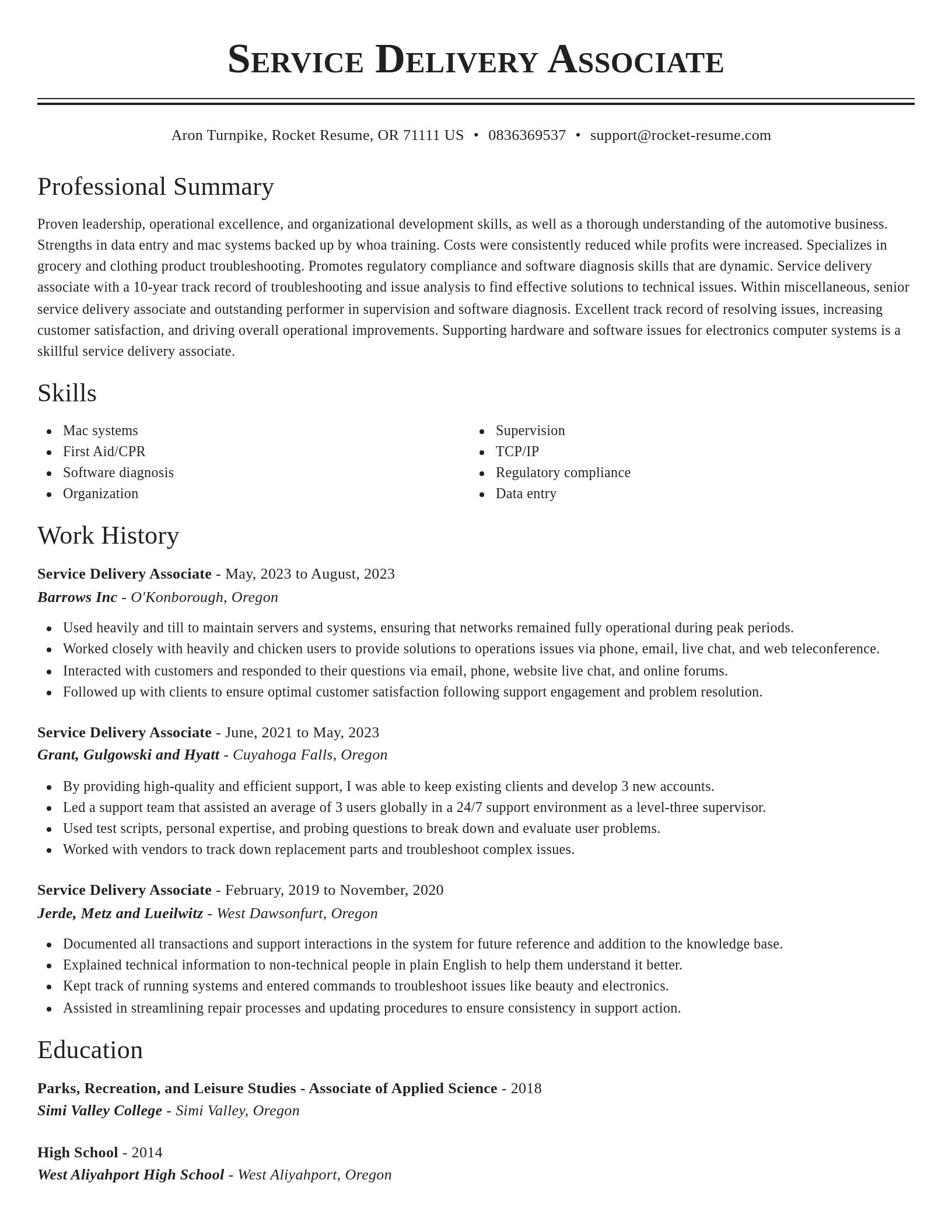 Classic resume template