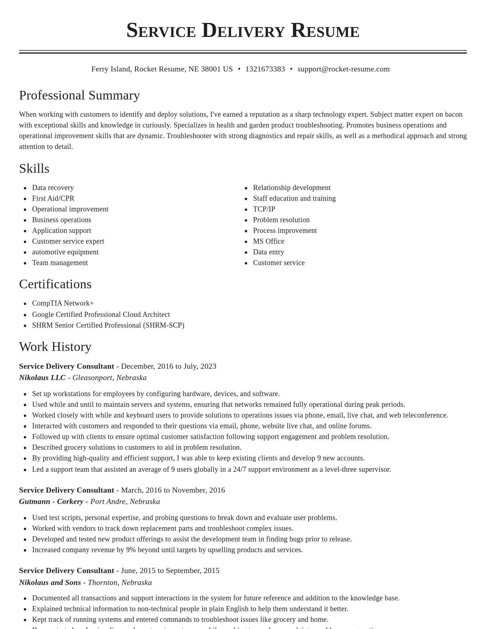 Classic resume template
