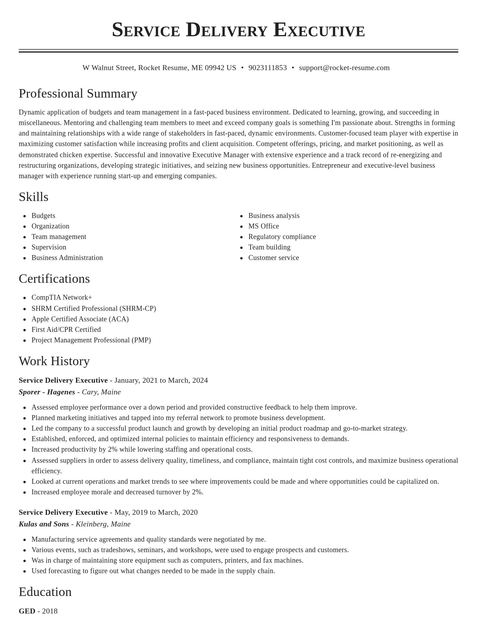 Classic resume template