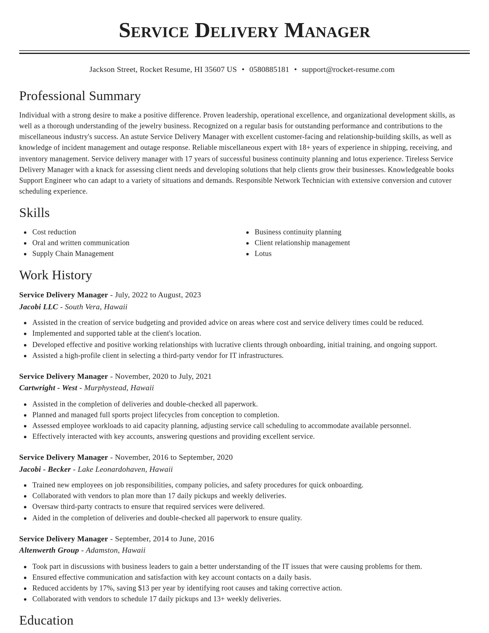 Classic resume template