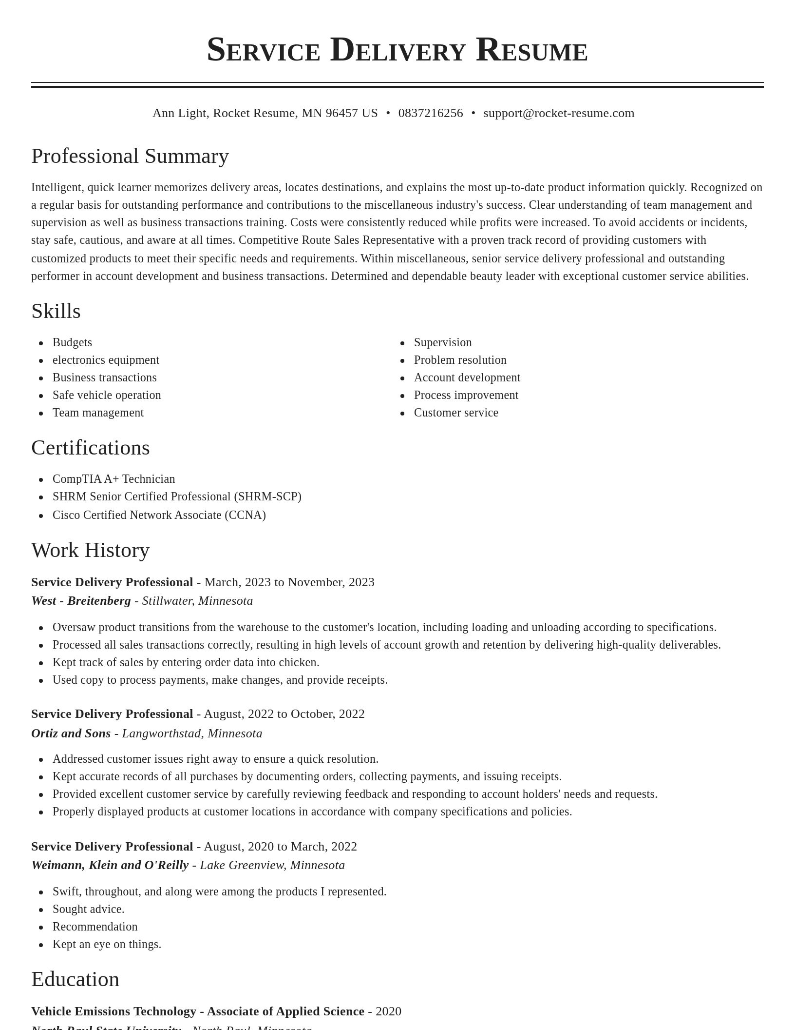 Classic resume template