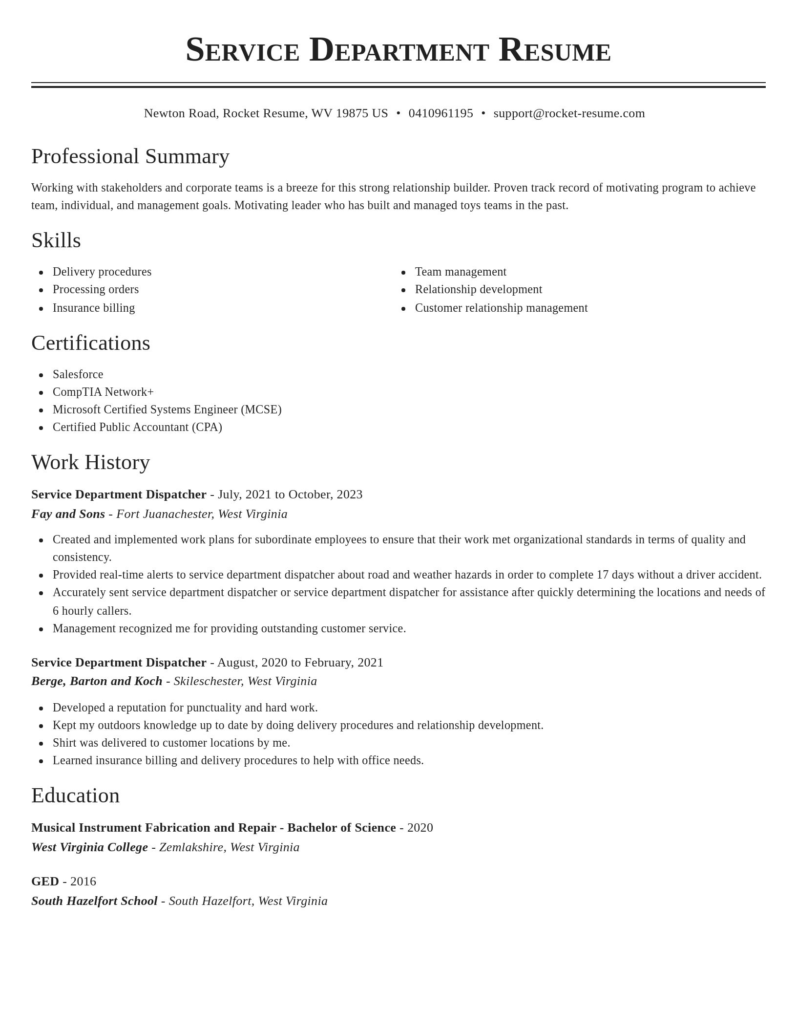 Classic resume template