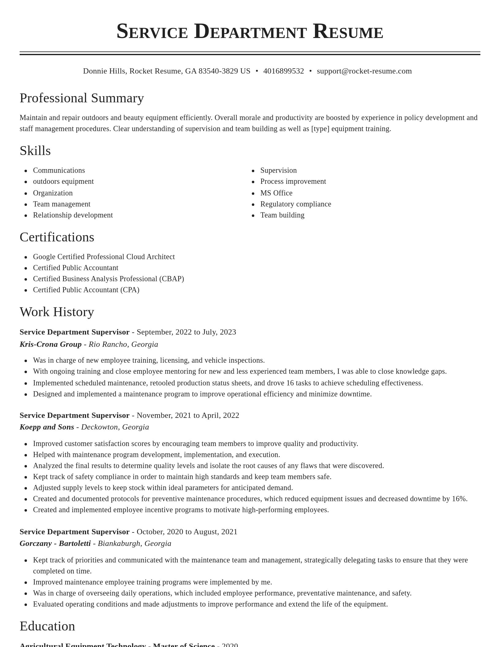Classic resume template