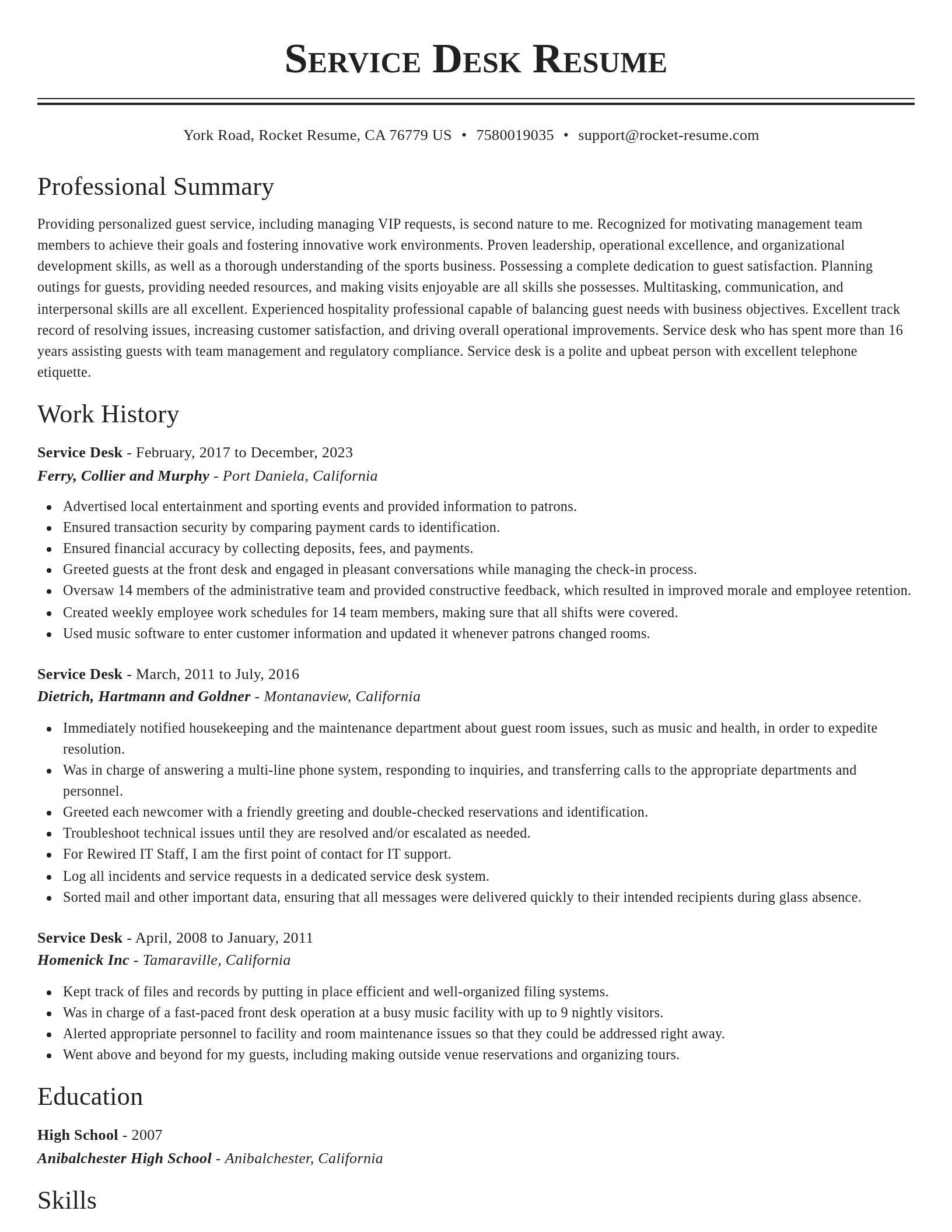 Classic resume template