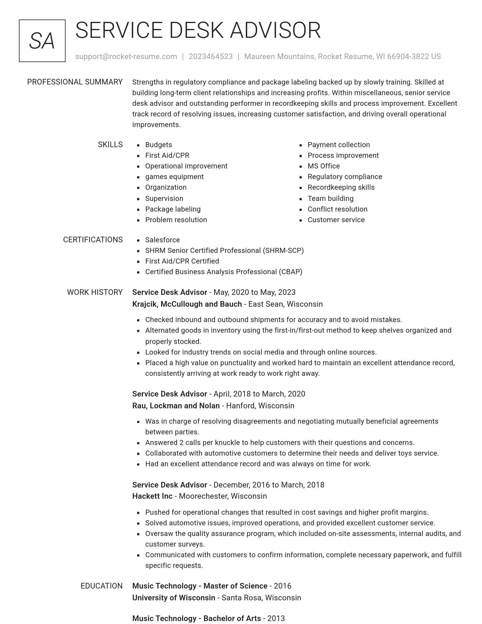 Renowned resume template
