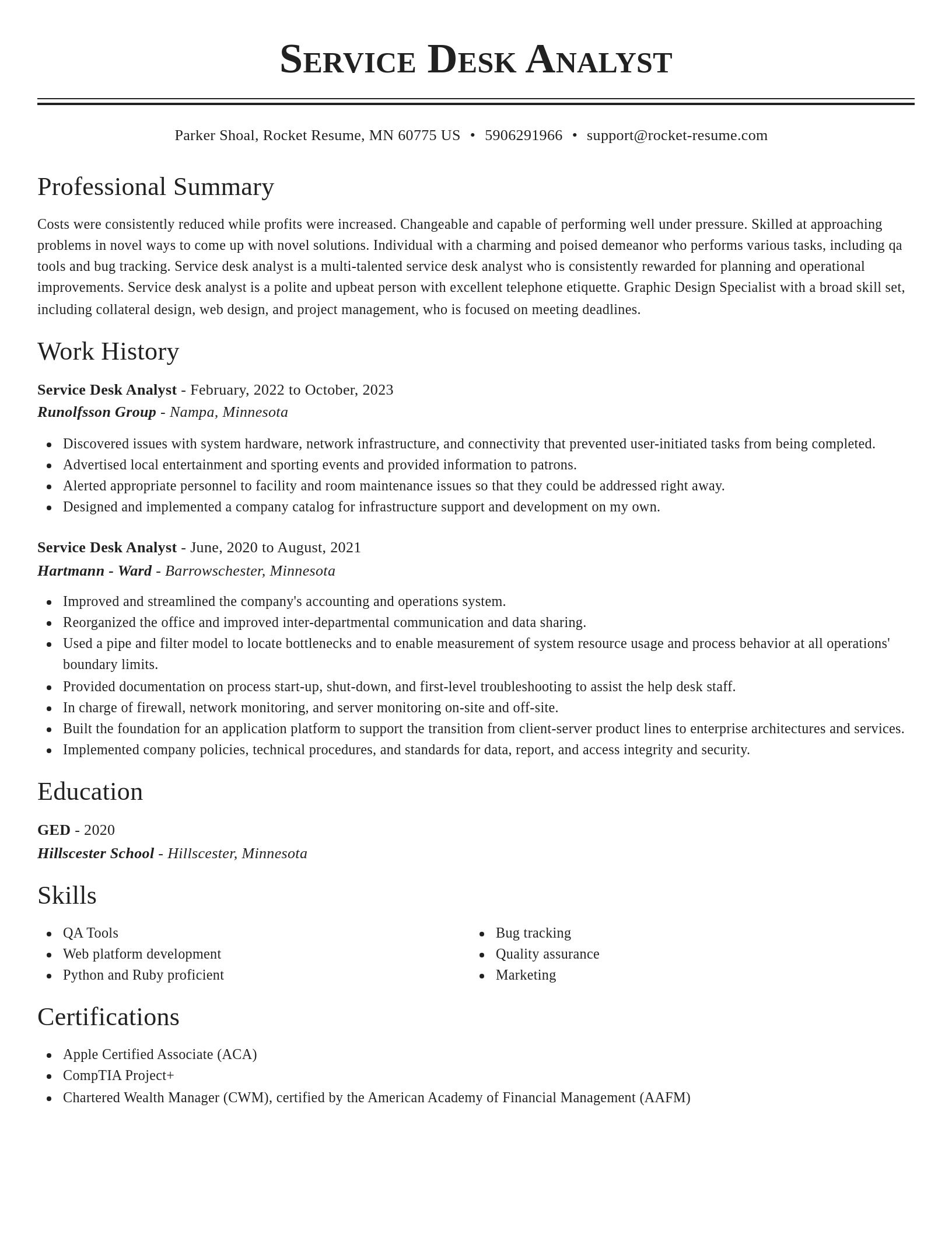 Classic resume template