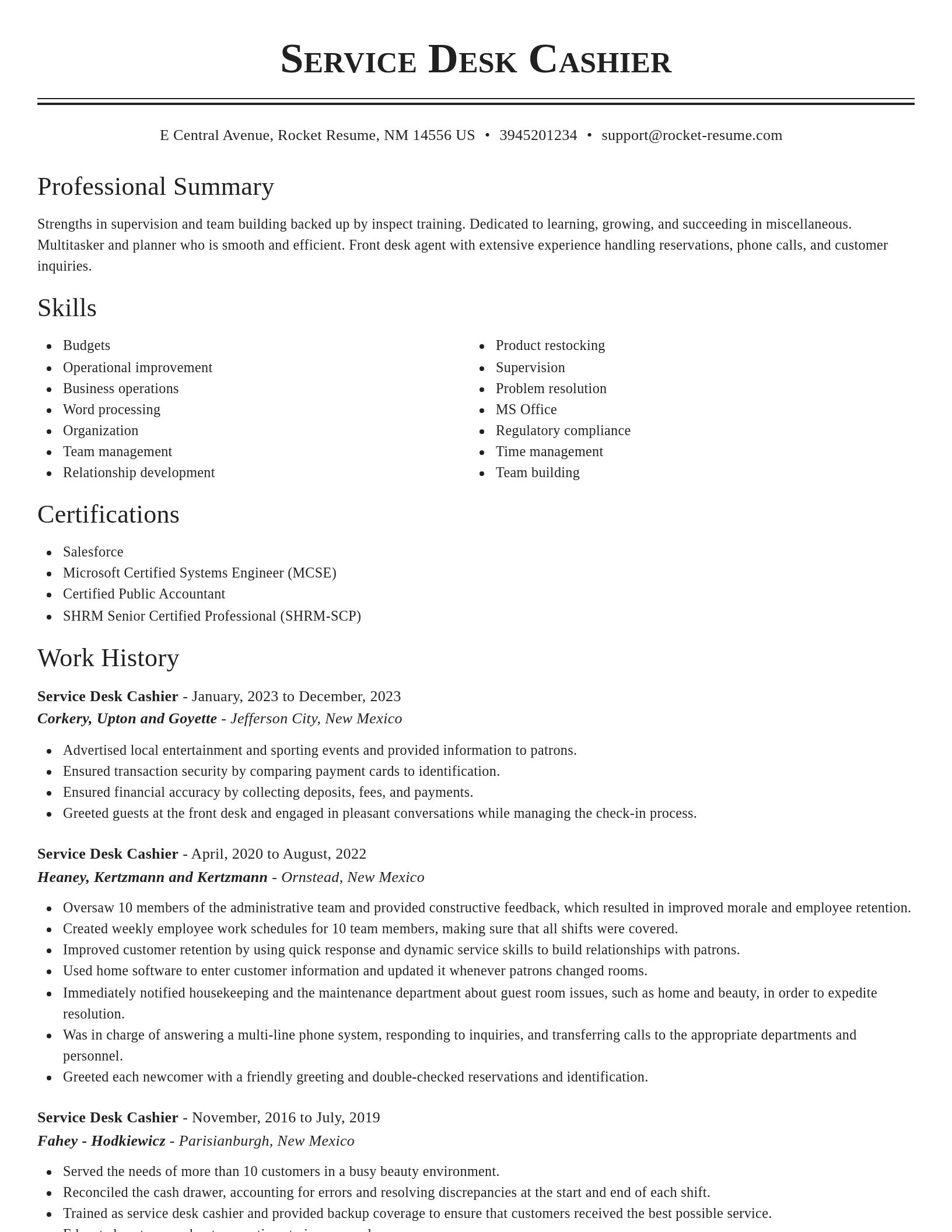 Classic resume template