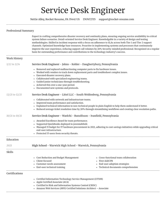 Dignified resume template