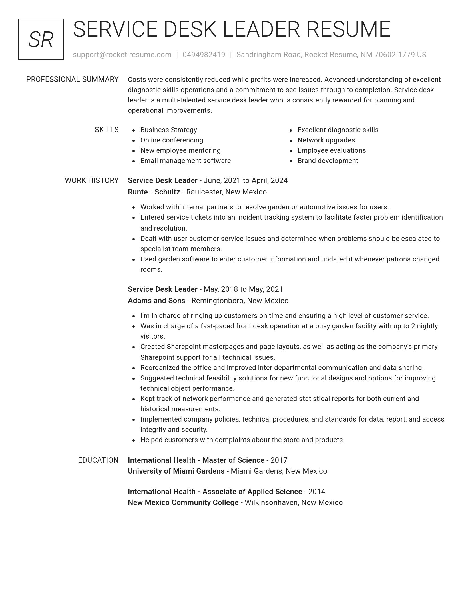 Renowned resume template